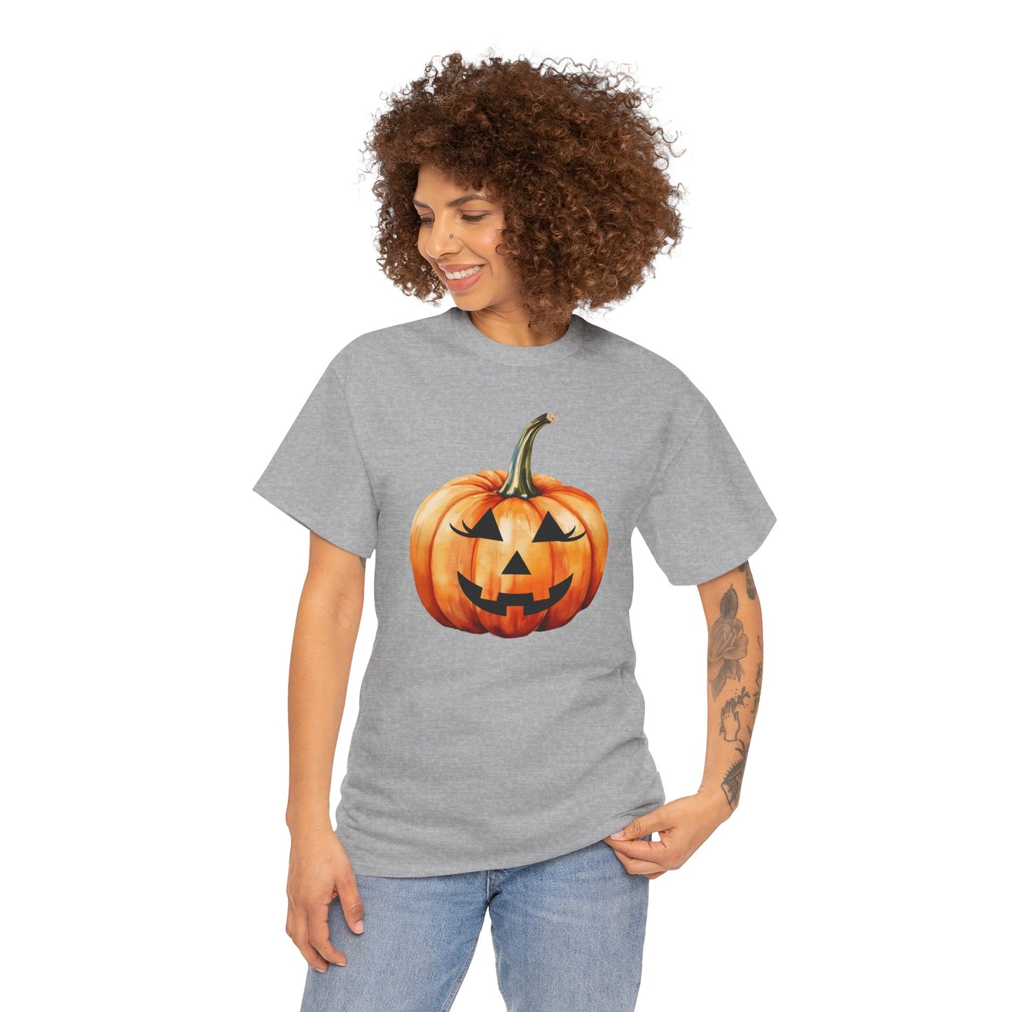 ๐ Embrace Autumn Magic - Pumpkin Bliss Collection for Cozy Season Vibes โจ - Harvest Vibes Pumpkin Cotton Tee | Fall Shirt, Halloween Apparel, Autumn Fashion, Unisex Graphic Tee, Gift for Pumpkin Lovers
