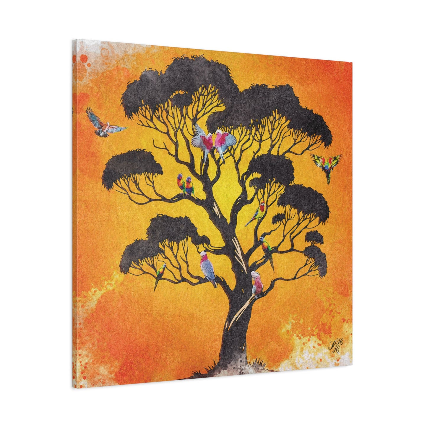 'Australian Bush Vibe' - Vibrant Bird Tree Canvas Wall Art
