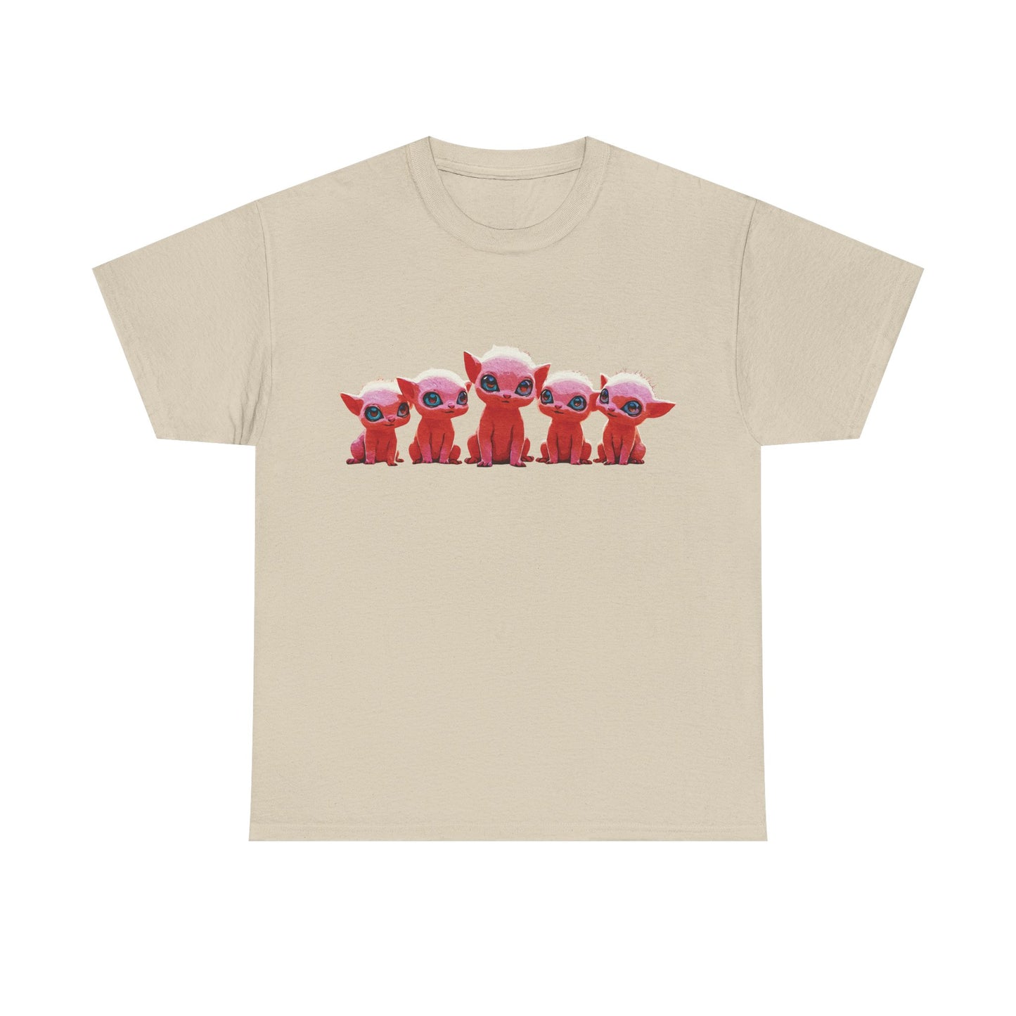 "Squad Goals: Adorable Red Creatures United - Friendship & Joy Collection" - Cute Cartoon Animal Unisex Heavy Cotton Tee, Fun Graphic Shirt, Gift for Animal Lovers, Casual Outfit, Summer Apparel