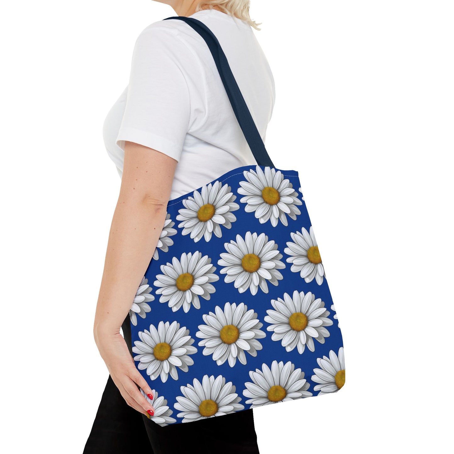 Daisy Tote Bag - White Floral Design Summer Fashion Accessory