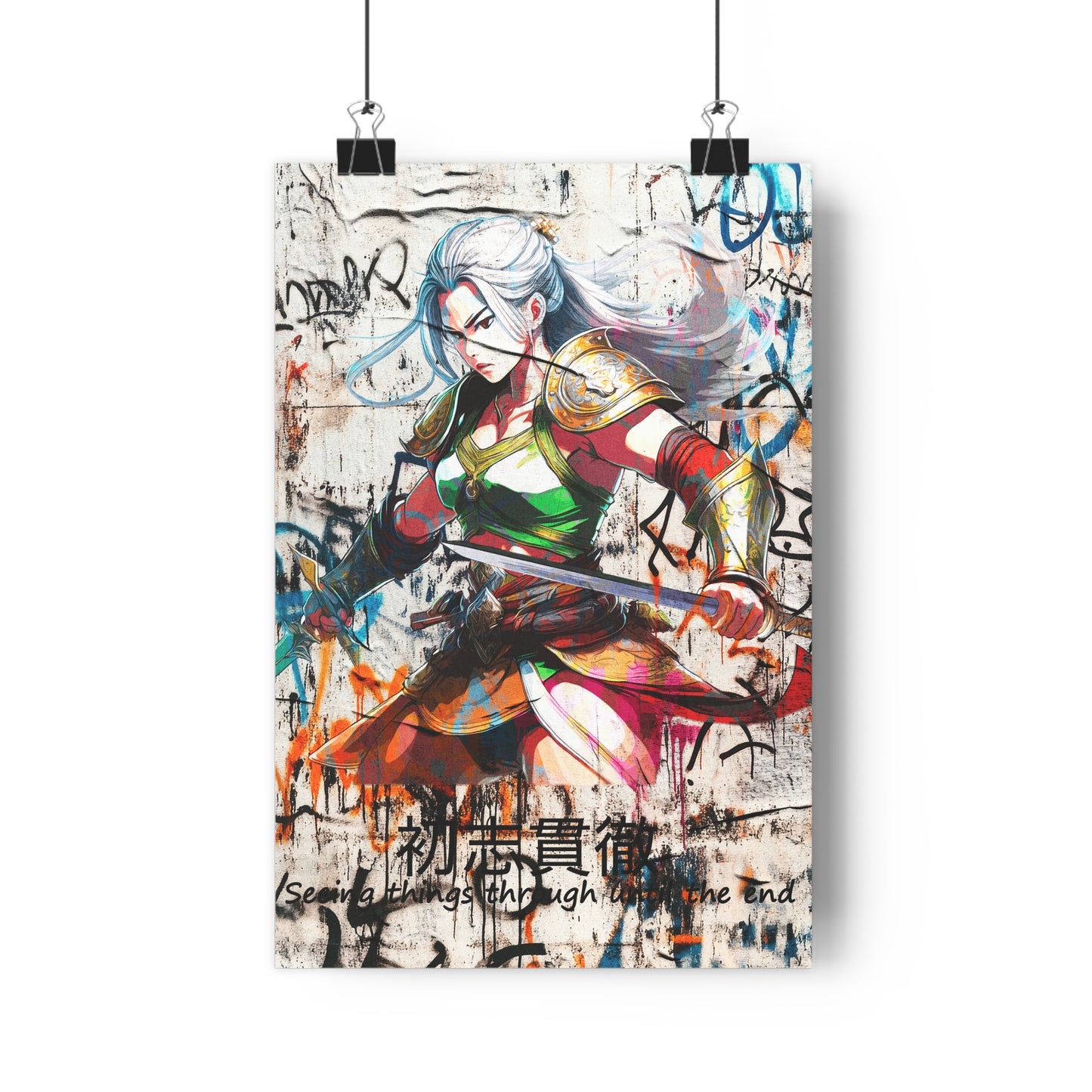 Vibrant Warrior Giclée Art Print - Manga Decor, Wall Art, Anime Gift, Home Gallery, Modern Illustration