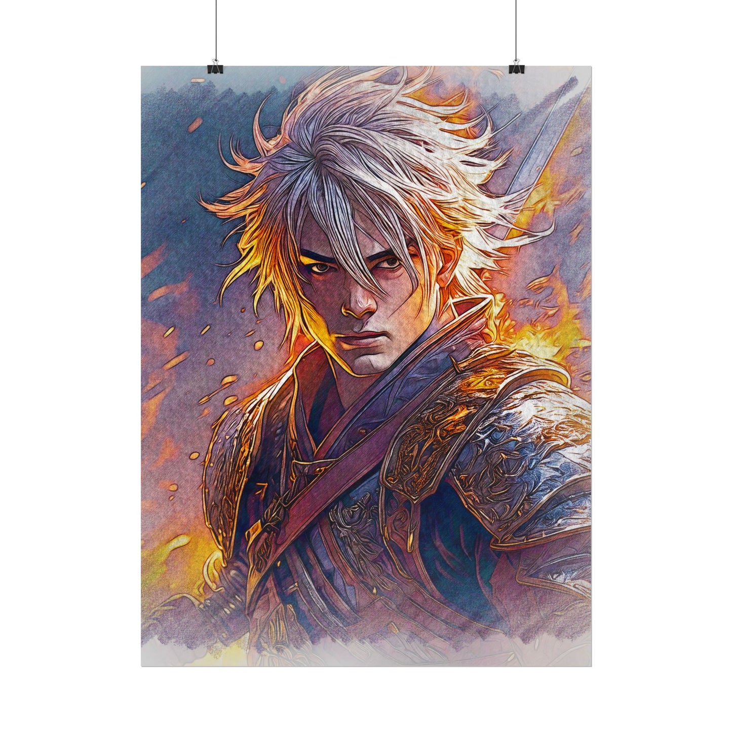 Epic Warrior Art Rolled Poster - Bold Fantasy Decor for Gamers & Anime Fans