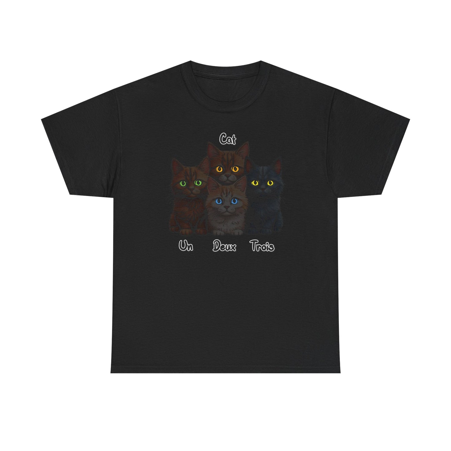 Un, Deux, Trois, Cat (Black Edition): Purrfect Counting Cuteness - Black Cat Lover Tee, Cute Cat Shirt, Unisex Cotton Top for Pet Lovers, Gift for Cat Birthday, Feline Fan Apparel, Animal Adoption T-Shirt