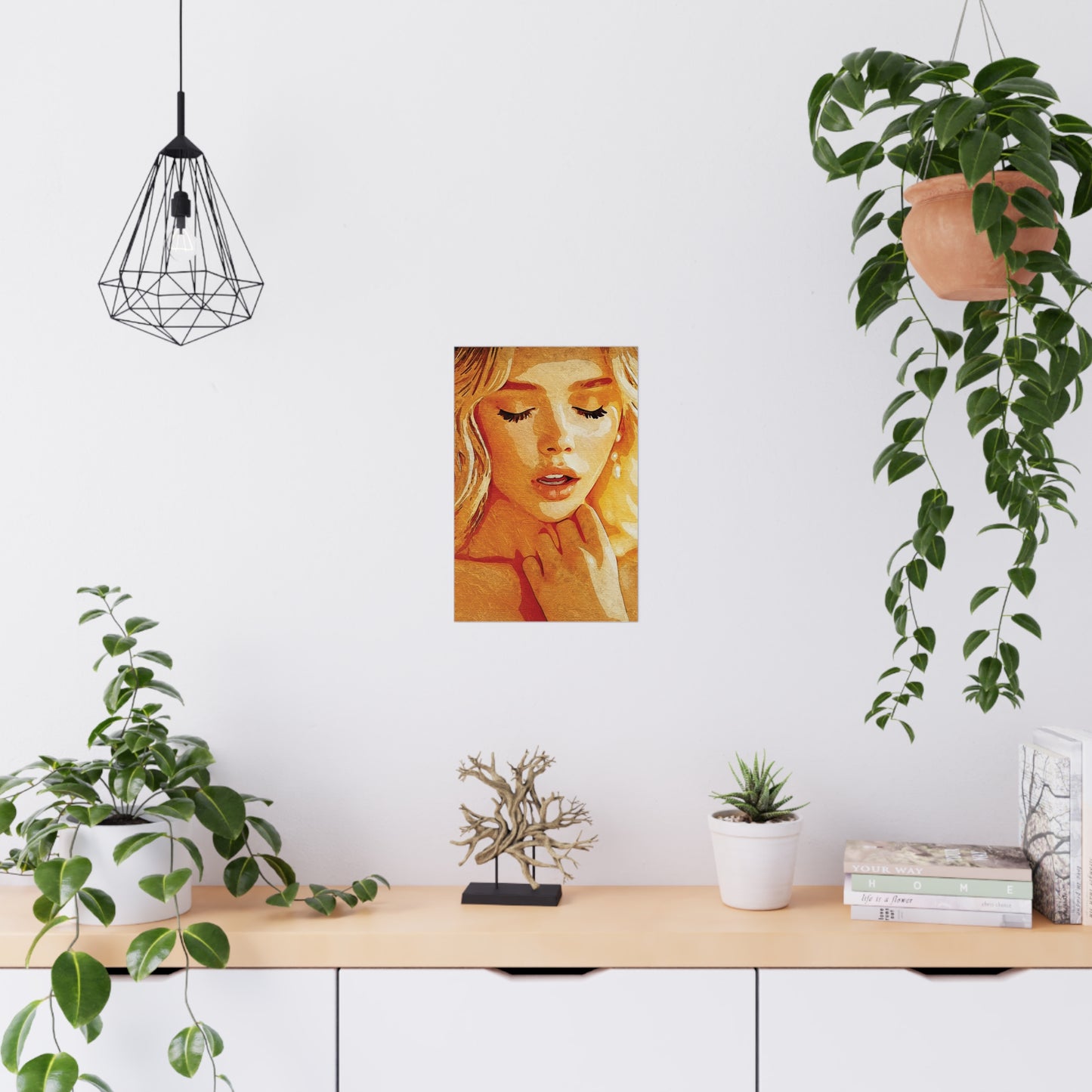 “Golden Reverie: The Serenity of a Soul in Stillness” - Elegant Matte Wall Art Poster, Inspirational Home Decor, Unique Gift for Art Lovers, Modern Aesthetic Wall Decor, Beautiful Portrait Print
