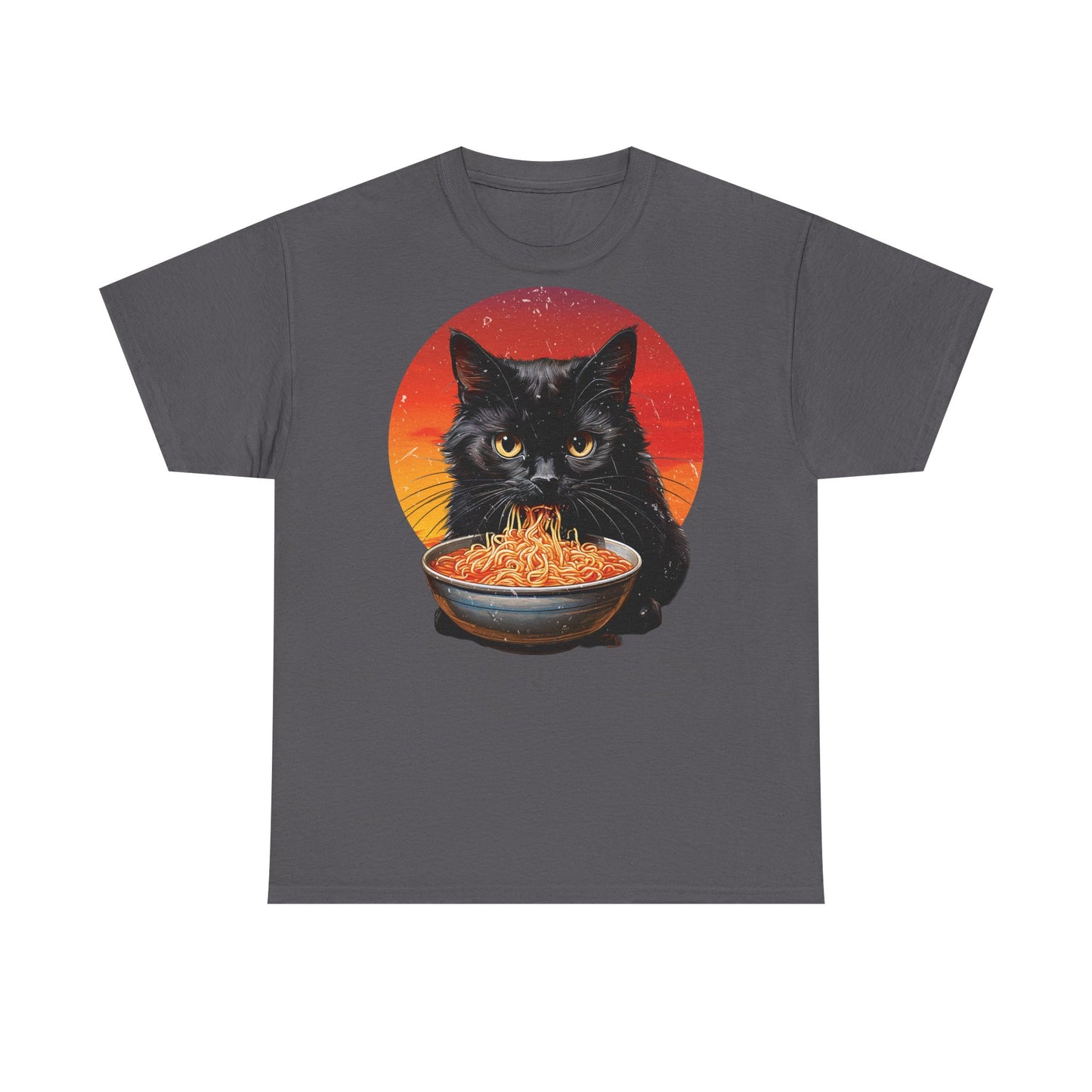 Ramen Cat - Cute Cat with Bowl of Noodles Unisex Heavy Cotton Tee