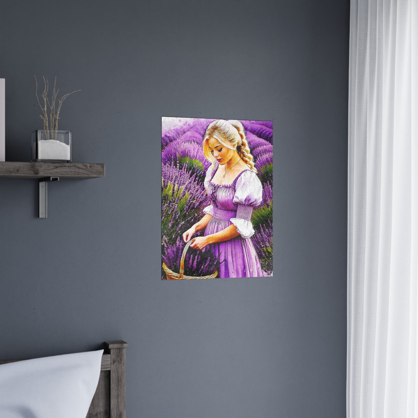 Lavender Field Matte Poster, Wall Art Decor, Feminine Art Print, Home Aesthetic, Gift for Her, Floral Wall Decor