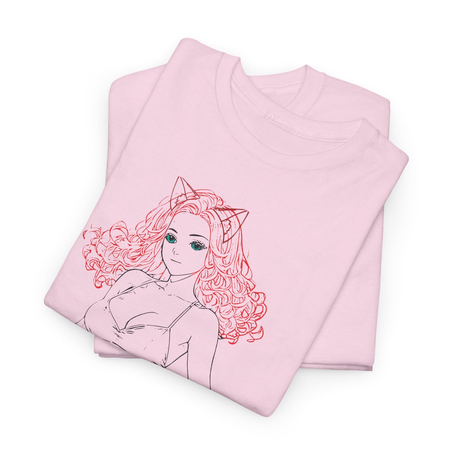 Cute Cat Girl Unisex Tee, Trendy Illustration T-Shirt, Gift for Cat Lovers, Casual Everyday Look, Fun Graphic Tee, Birthday Outfit