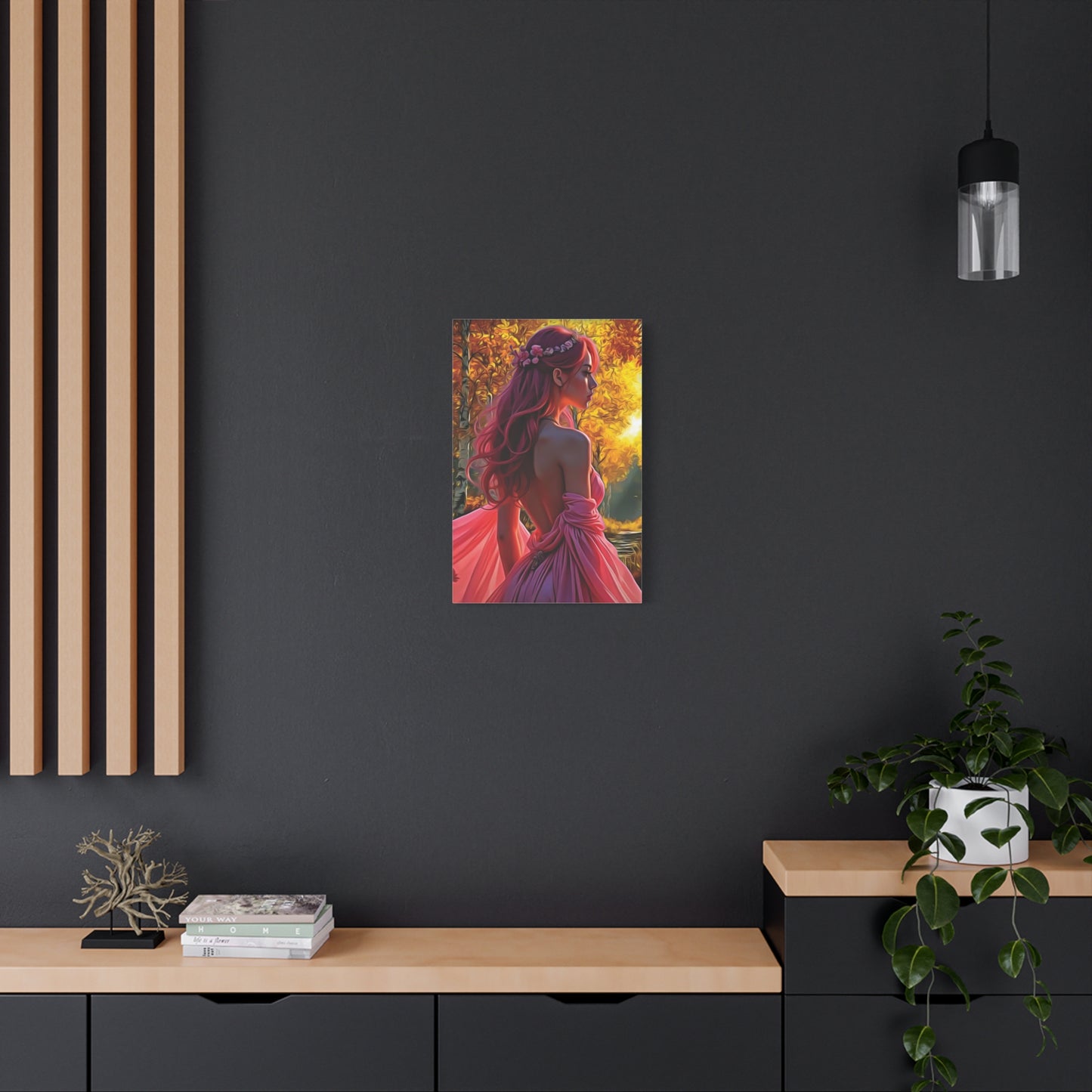 Beauty in Pink – Elegance Blossoms in Autumn Light - Stretched Canvas Art Piece, Elegant Home Decor, Wall Art, Modern Art Display, Gift for Art Lovers, Perfect for Any Occasion
