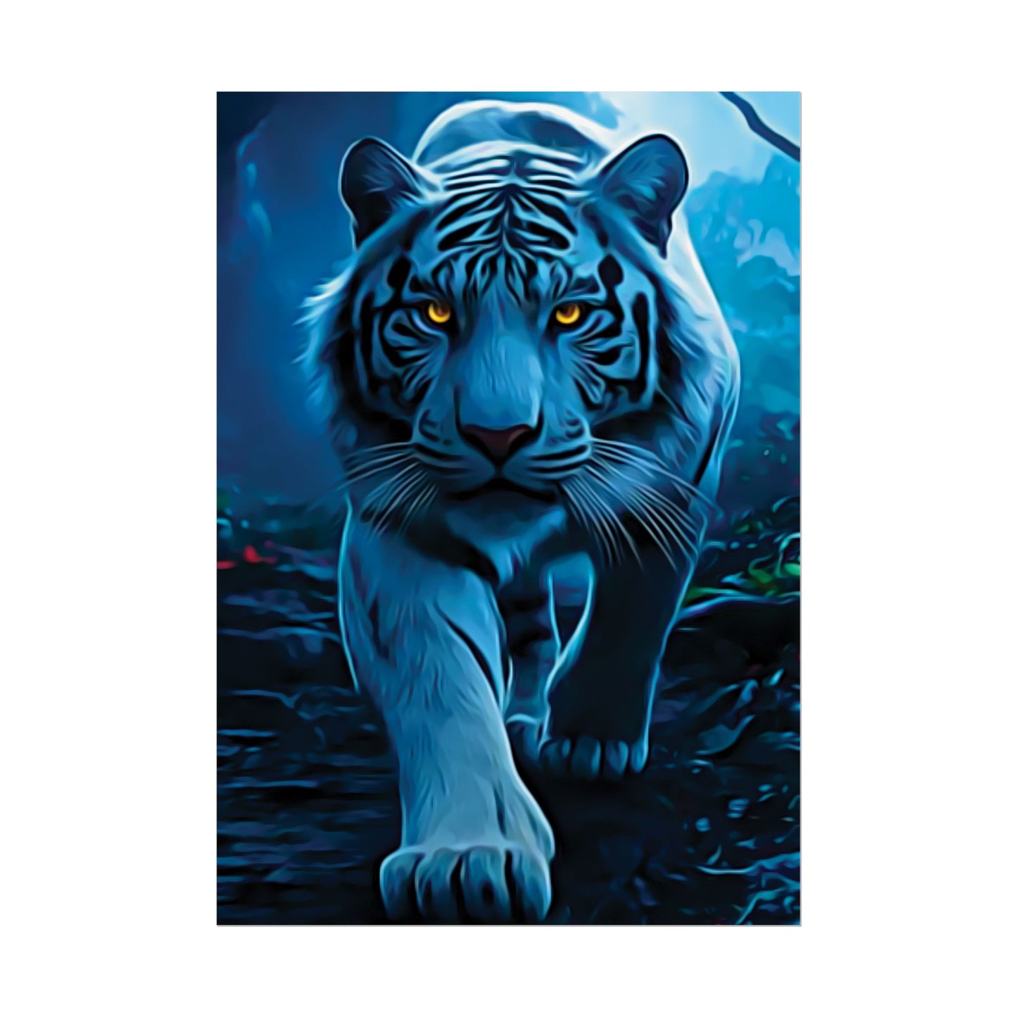 π
Blue Ember: Strength in Stillness, Power in Motion - Majestic Tiger Rolled Poster, Wildlife Decor, Animal Lover Gift, Home Wall Art, Tiger Poster Print