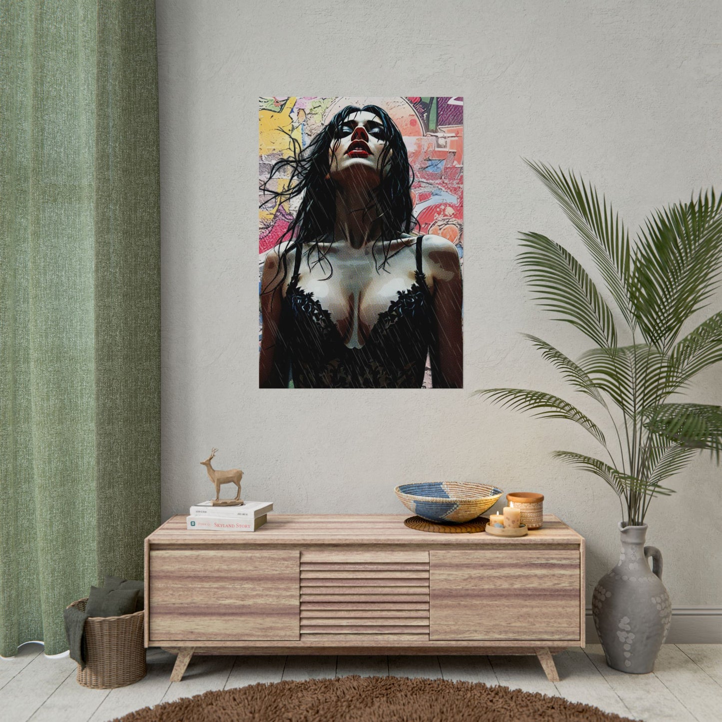 Rise Through the Storm: A Bold Expression of Strength, Passion, and Resilience in the Rain - Bold Art Rolled Posters, Wall Decor, Unique Gift, Home Aesthetic, Modern Art Print, Gallery Wall, Bedroom Decor