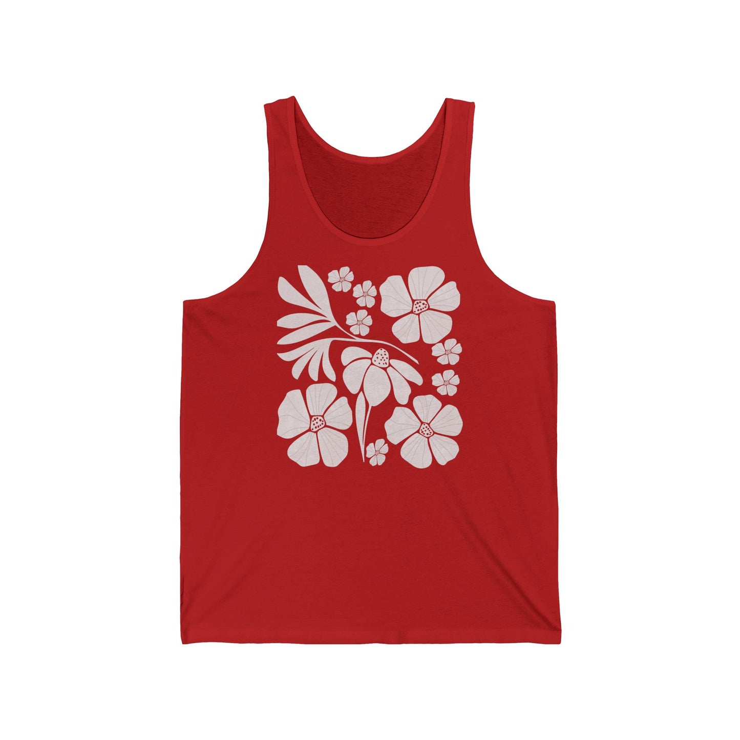 Floral Boho, Retro style Unisex Jersey Tank - Comfortable Summer Wear for Nature Lovers