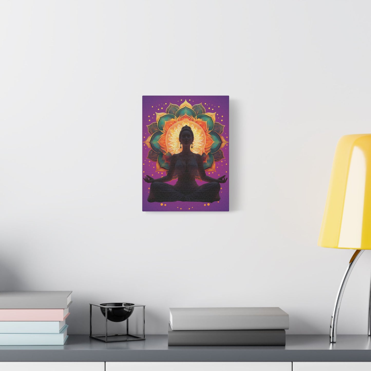 Meditation Canvas Art Print, Spiritual Wall Decor, Yoga Decor, Mindfulness Gift, Bohemian Art, Lotus Flower Canvas