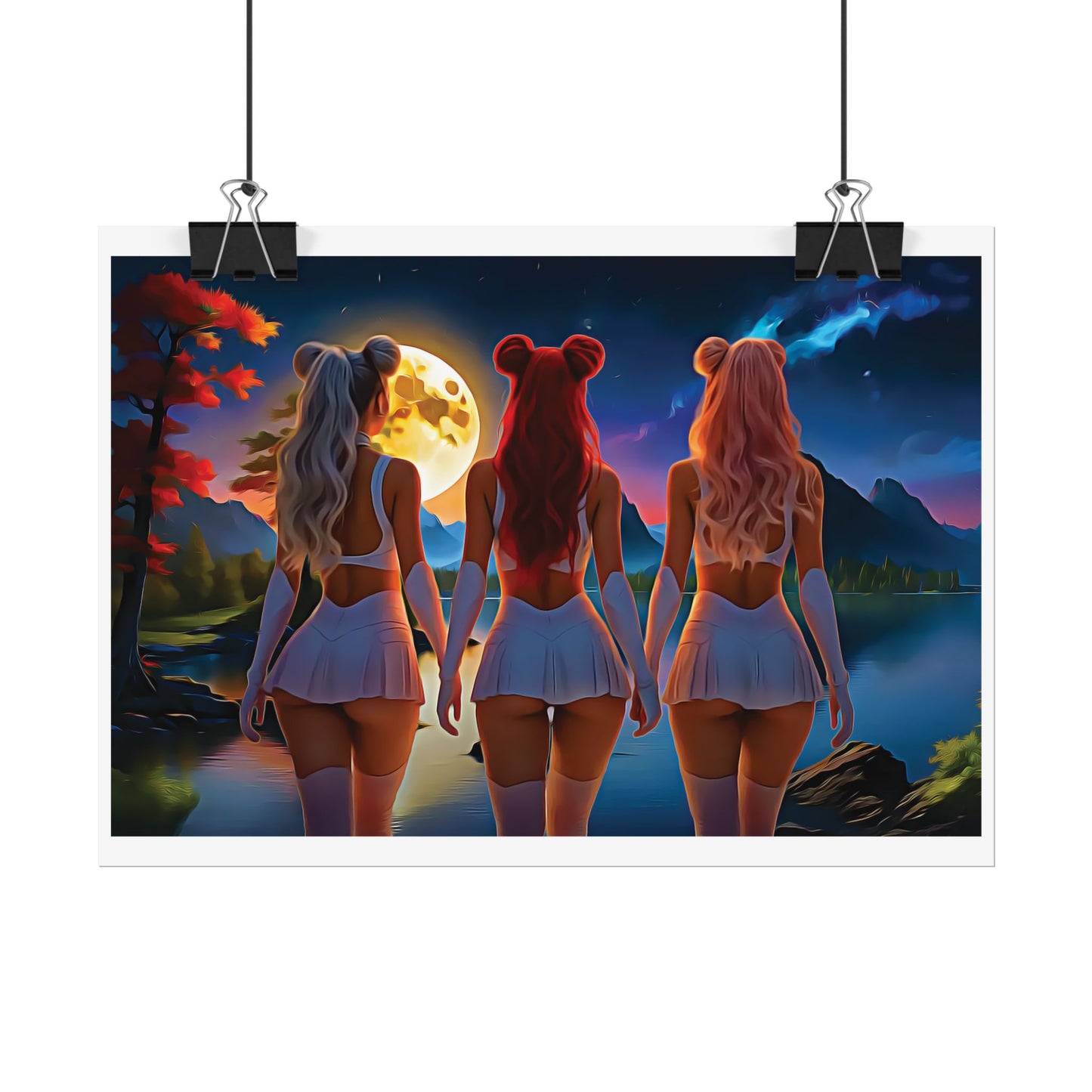 π Moon Sisters: Unity in Light, Magic in Motion - Vibrant Art Rolled Posters, Aesthetic Wall Decor, Anime Inspired Art, Unique Gift, Home Decor, Bedroom Wall Art, Feminine Aesthetic