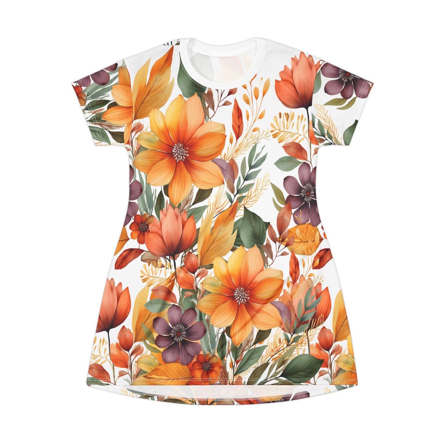 Floral Design T-Shirt Dress
