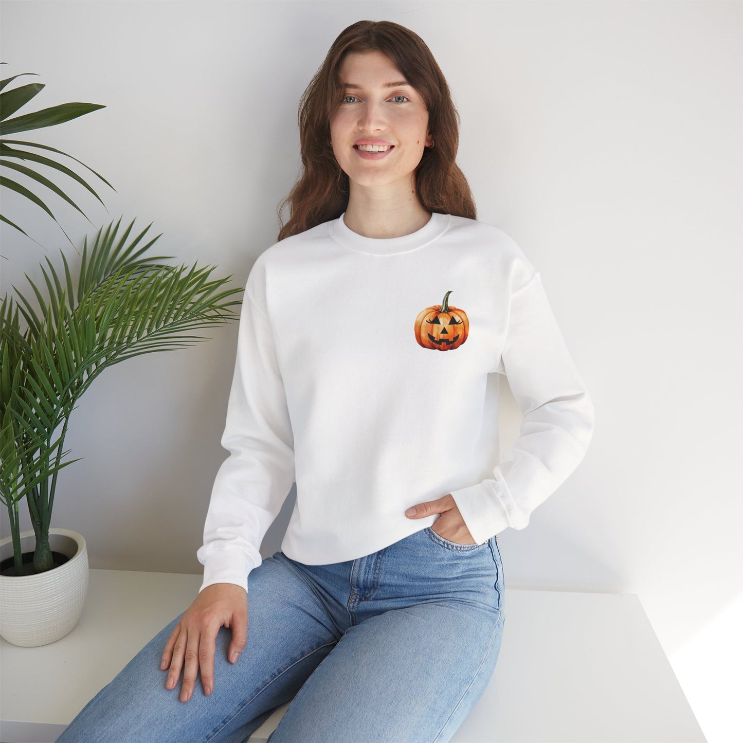 ๐ Embrace Autumn Magic - Pumpkin Bliss Collection for Cozy Season Vibes โจ2 - Halloween Pumpkin Crewneck Sweatshirt | Cozy Fall Fashion, Unisex Sweater, Casual Wear, Gift for Halloween Lovers, Autumn Style