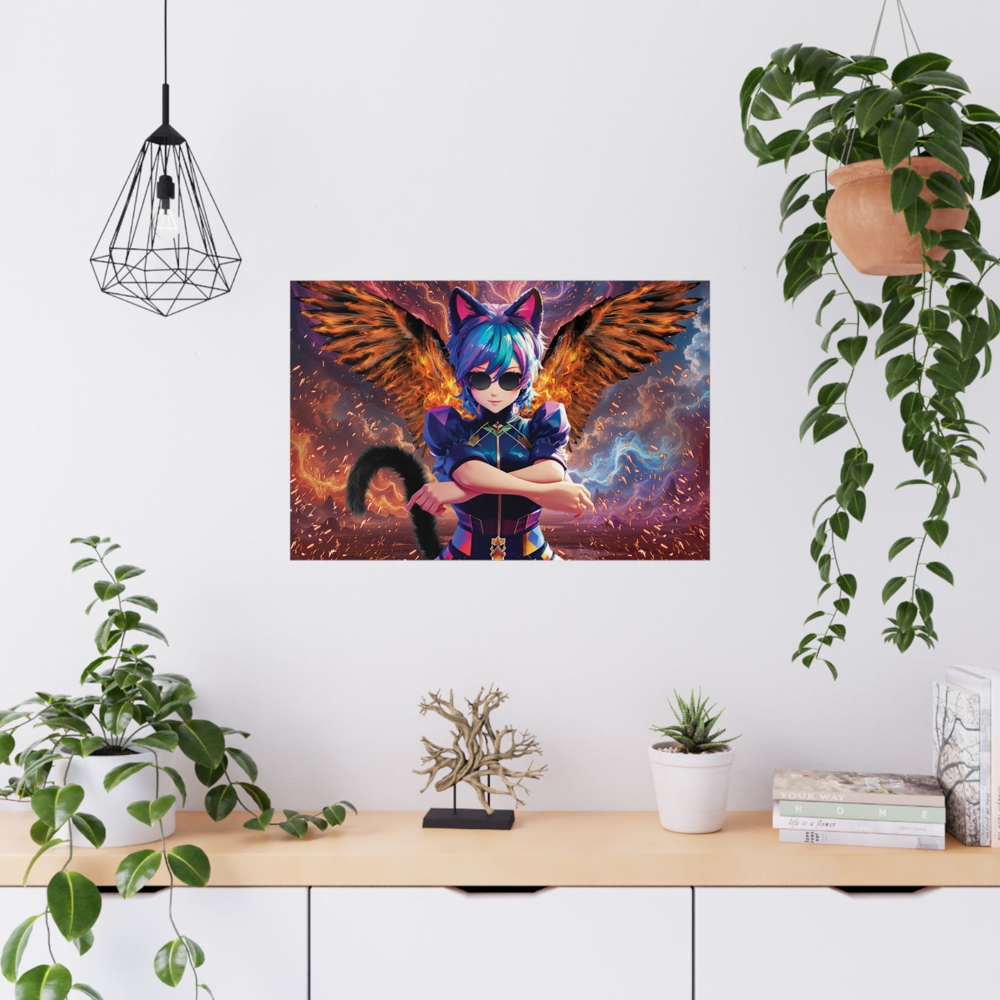 Poster Print: Celestial Firestarter - Frost & Flame Fantasy Art
