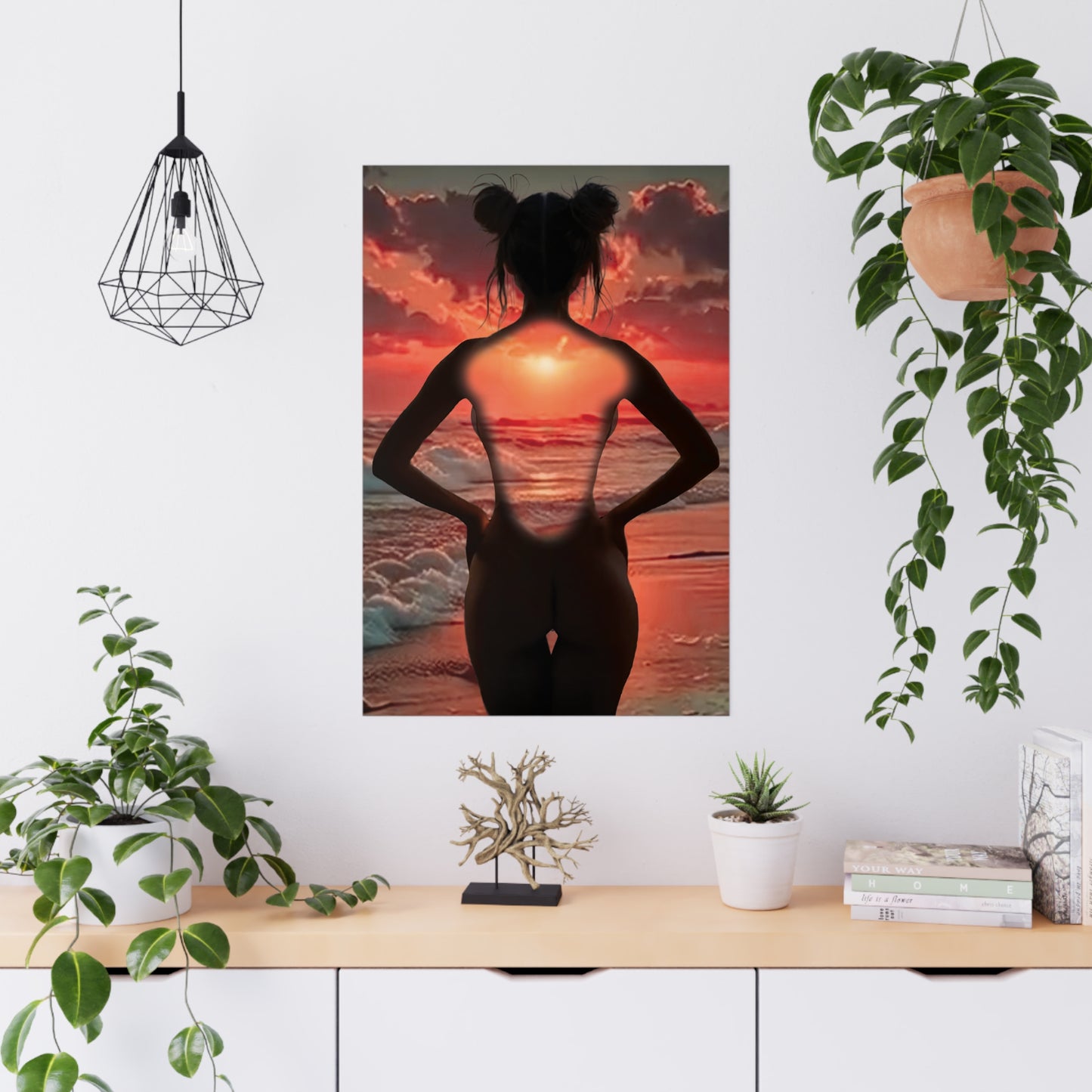 Sunset Within โ Strength That Shines Through ๐
๐ช - Serene Sunset Matte Poster, Boho Wall Art, Aesthetic Home Decor, Gift for Her, Feminine Art Print