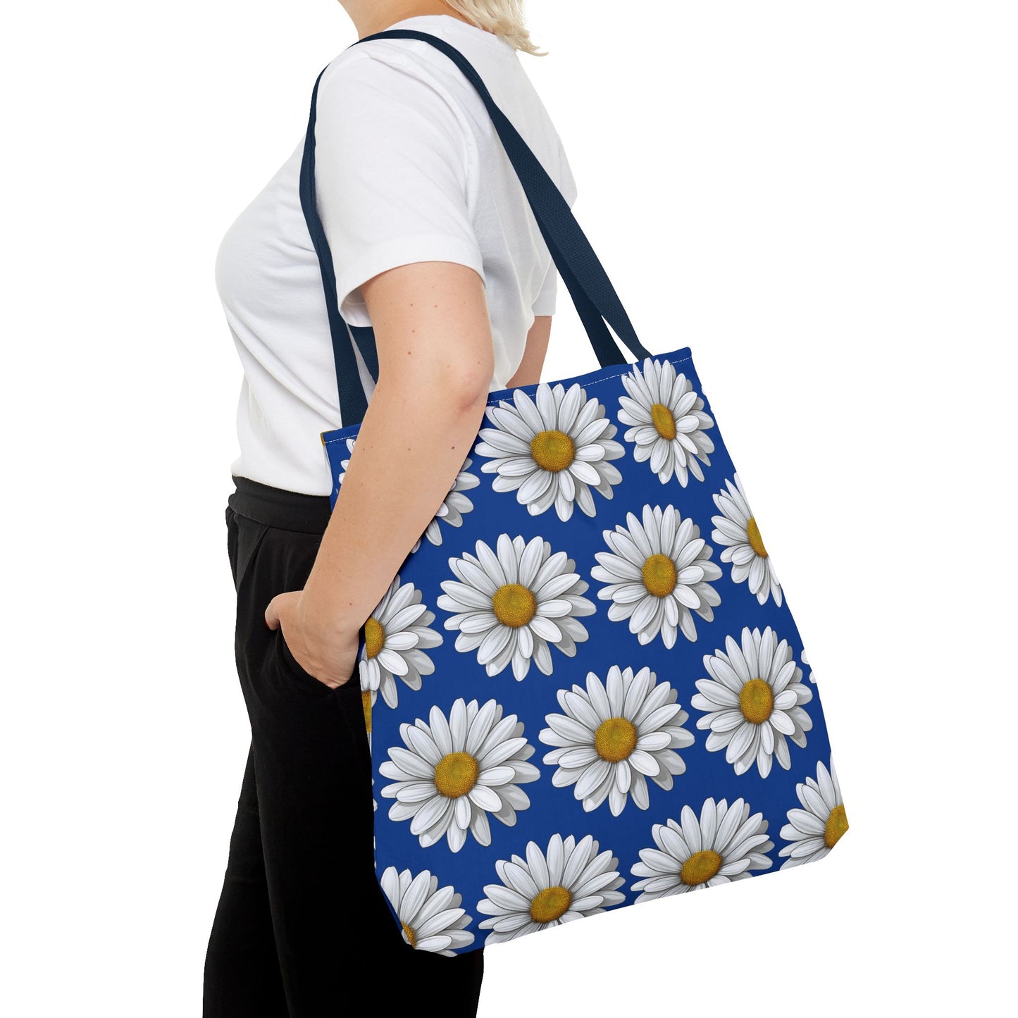 Daisy Tote Bag - White Floral Design Summer Fashion Accessory