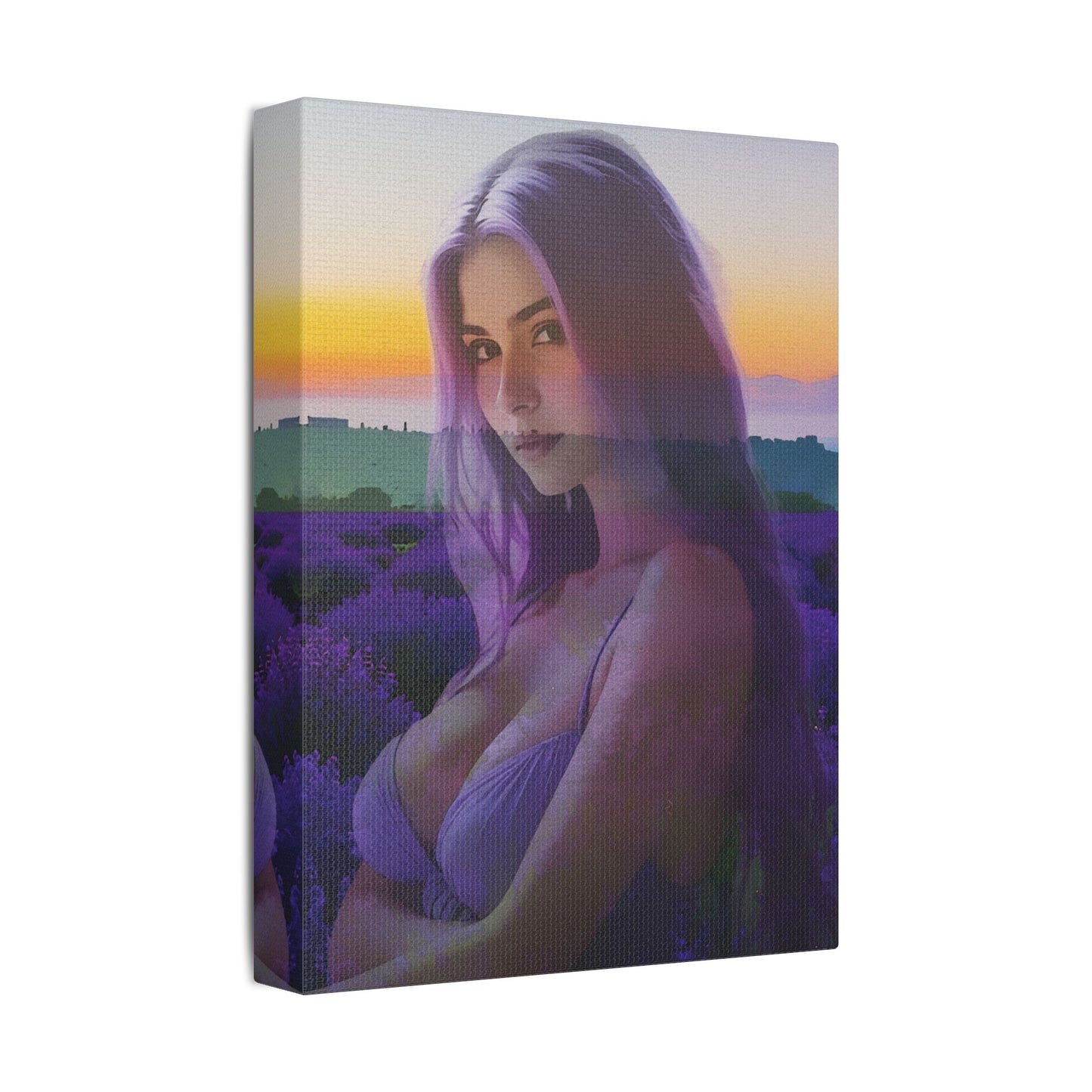 "Beautiful Lavender" – Dreamy Sunset Muse in Lavender Field Canvas Art