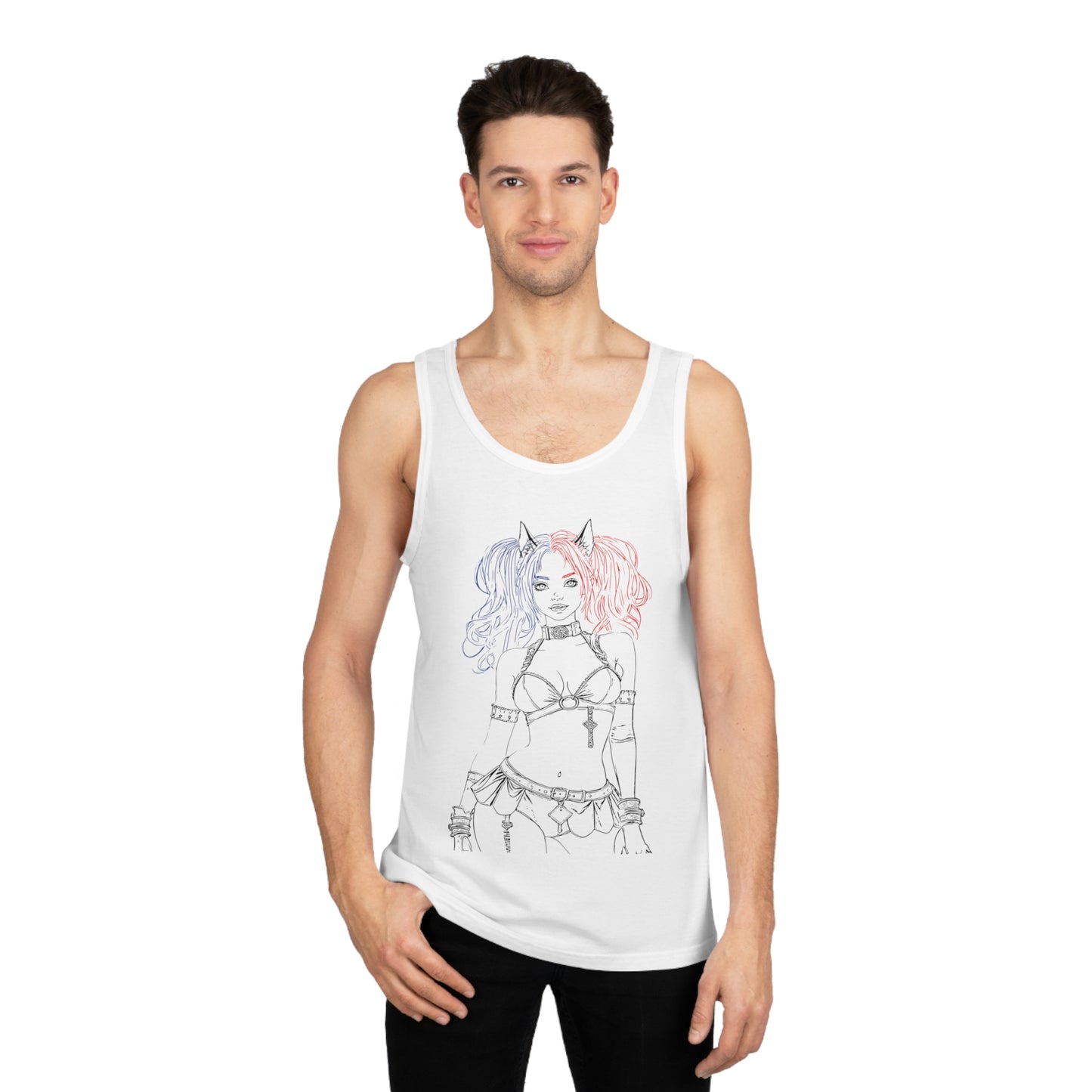 Anime style Graphic Tank Top with Unique Manga, Kawaii, Cosplay Design, Summer Outfit, Festival Wear, Alternative Fashion, Casual Streetwear