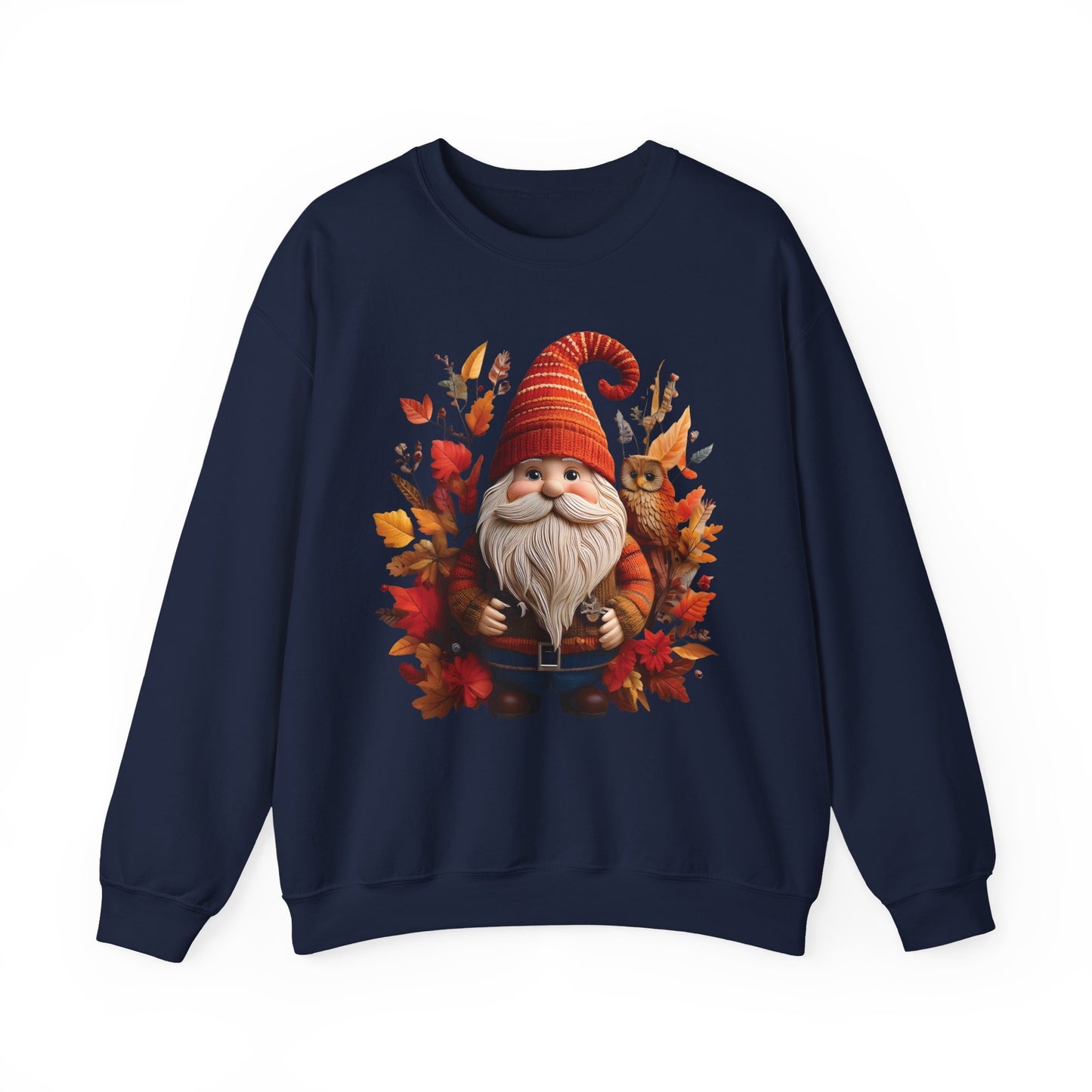 Gnome & Owl Autumn Harmony β Cozy Magic for the Season ππ§‘ - Sweatshirt | Fall Sweater, Autumn Apparel, Unisex Crewneck, Perfect Gift, Holiday Wear, Seasonal Style, Comfortable Fashion