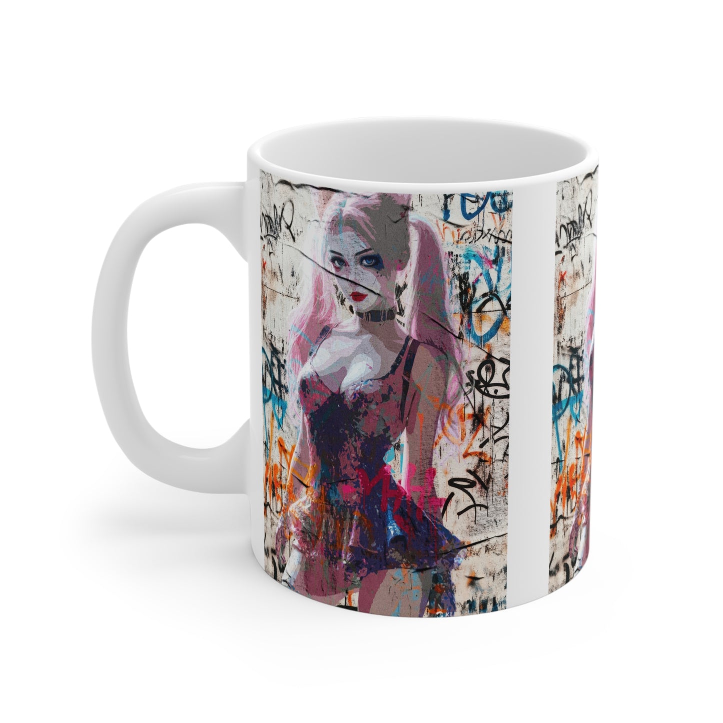 Graffiti Art Ceramic Mug, Trendy Coffee Cup, Urban Chic Drinkware, Creative Gift for Art Lovers, Unique Home Decor