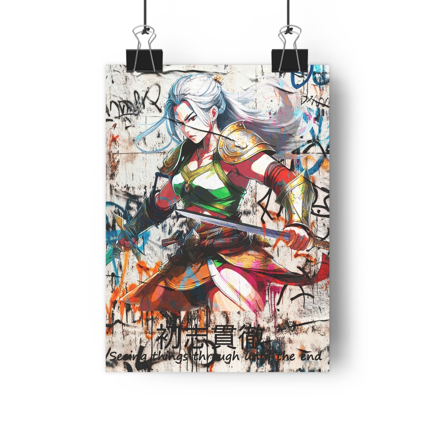 Vibrant Warrior Giclée Art Print - Manga Decor, Wall Art, Anime Gift, Home Gallery, Modern Illustration