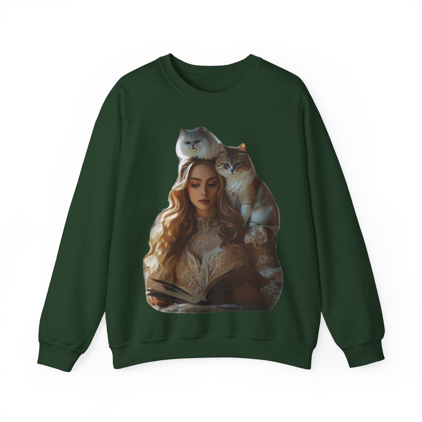 “Chapters & Companions: Peaceful Moments with Books, Cats, and Cozy Souls” - Cozy Cat Lover Sweatshirt, Cat Sweatshirt, Unisex Sweatshirt, Gift for Cat Lovers, Cute Crewneck, Animal Lover Apparel