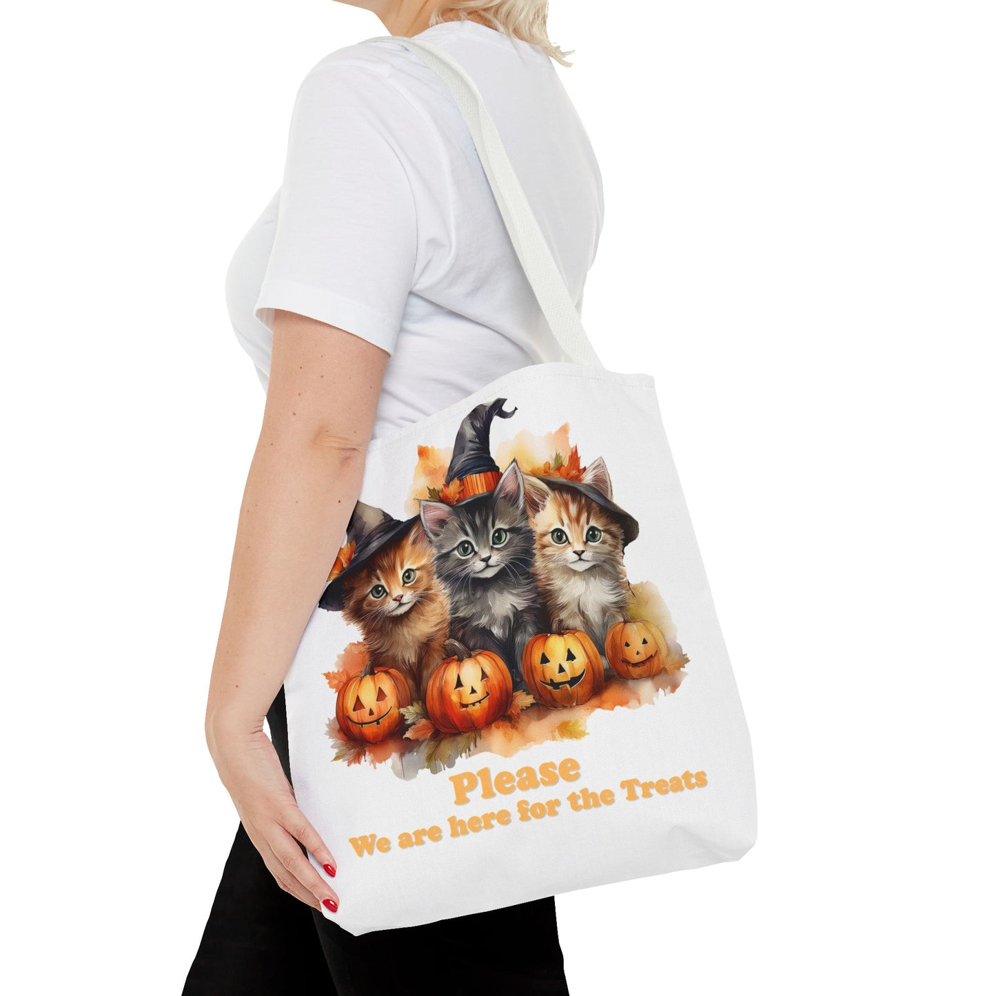 Halloween Cat Tote Bag - "Please We Are Here for the Treats"