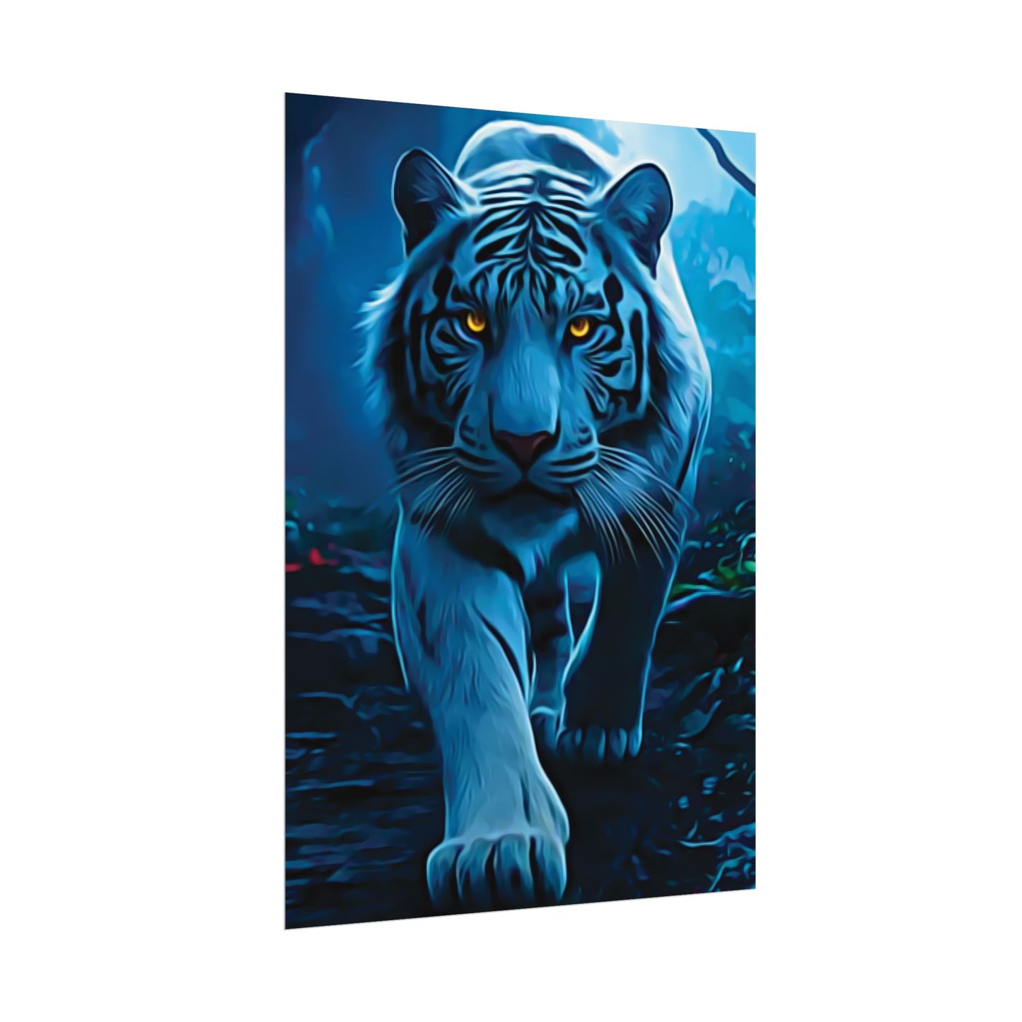 π
Blue Ember: Strength in Stillness, Power in Motion - Majestic Tiger Rolled Poster, Wildlife Decor, Animal Lover Gift, Home Wall Art, Tiger Poster Print