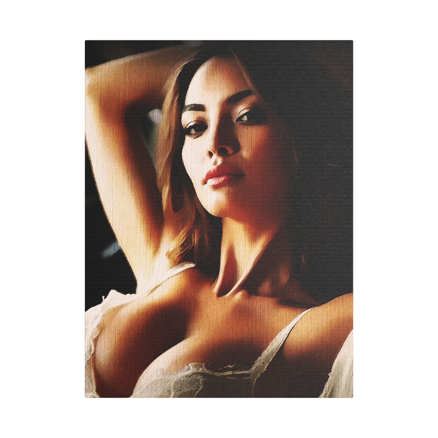 Empowered Allure – Striking Portrait of Confidence and Timeless Feminine Grace in Art - Elegant Satin Canvas Art Print, Modern Home Decor, Wall Art for Living Room, Bedroom Aesthetic, Unique Gift Idea