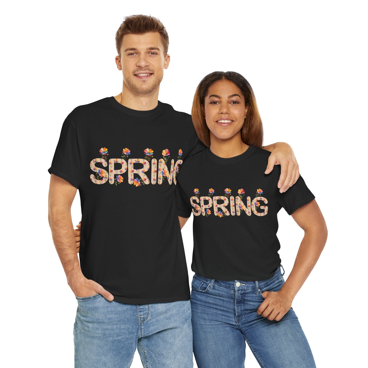 Spring Floral Unisex Heavy Cotton Tee - Perfect for Seasonal Celebrations