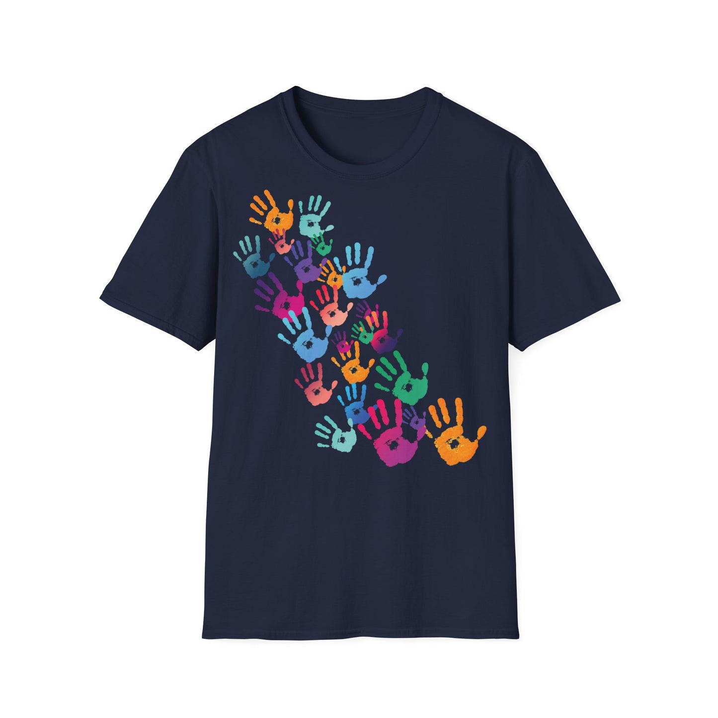 Colorful Handprints T-Shirt - Unisex Softstyle