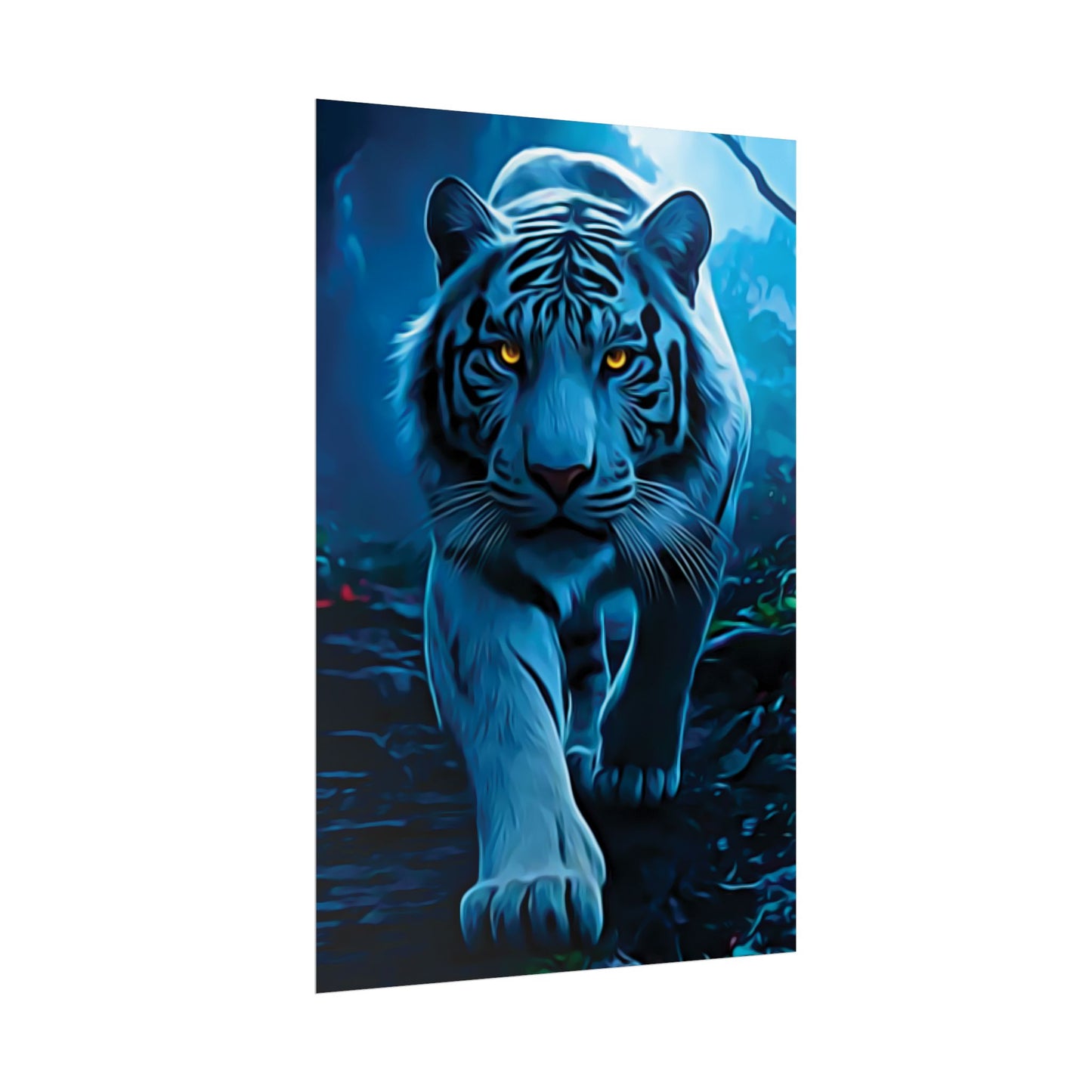π
Blue Ember: Strength in Stillness, Power in Motion - Majestic Tiger Rolled Poster, Wildlife Decor, Animal Lover Gift, Home Wall Art, Tiger Poster Print