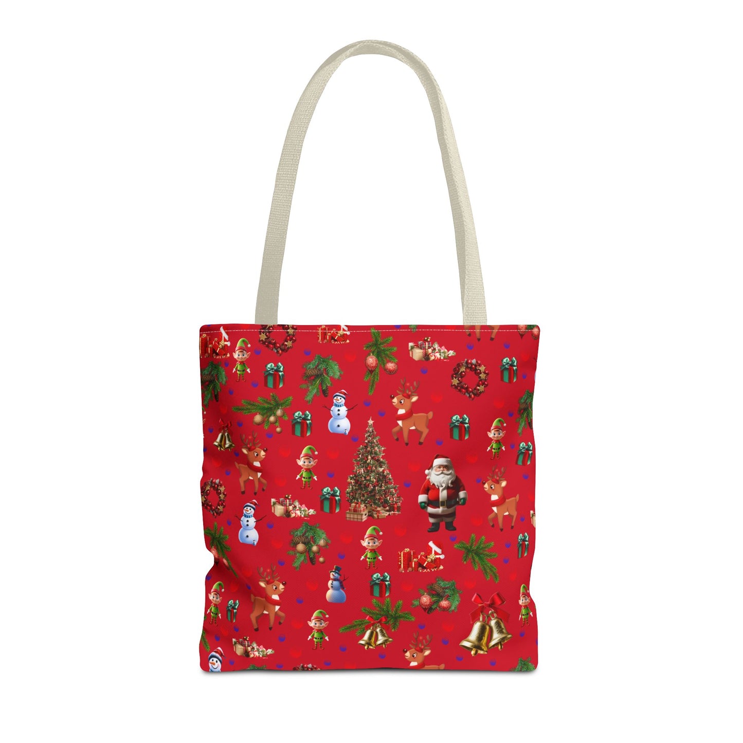 Festive Holiday Tote Bag - Santa, Snowman & Christmas Design