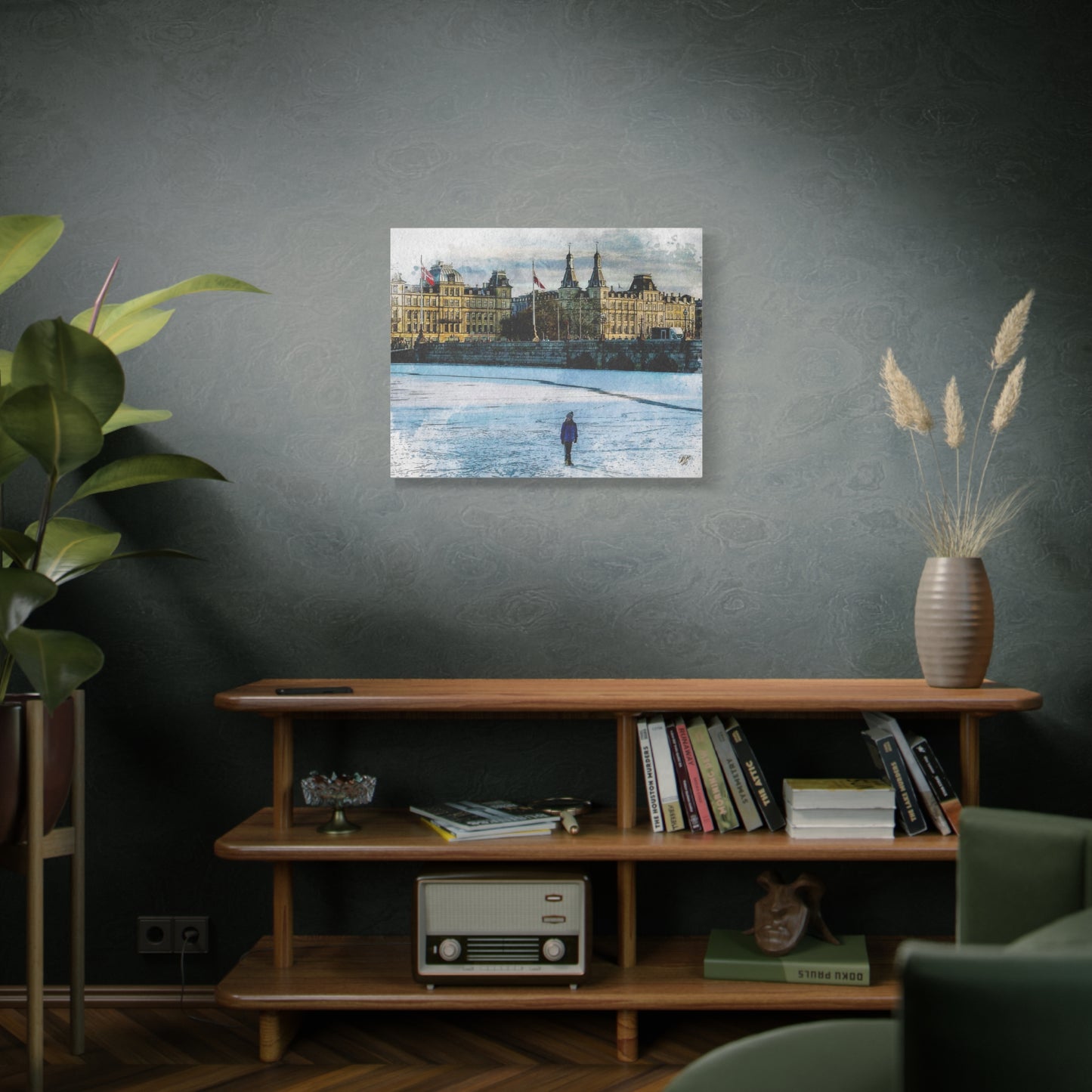 'Winter on 'The Lakes' Copenhagen - Canvas Print Watercolor Art