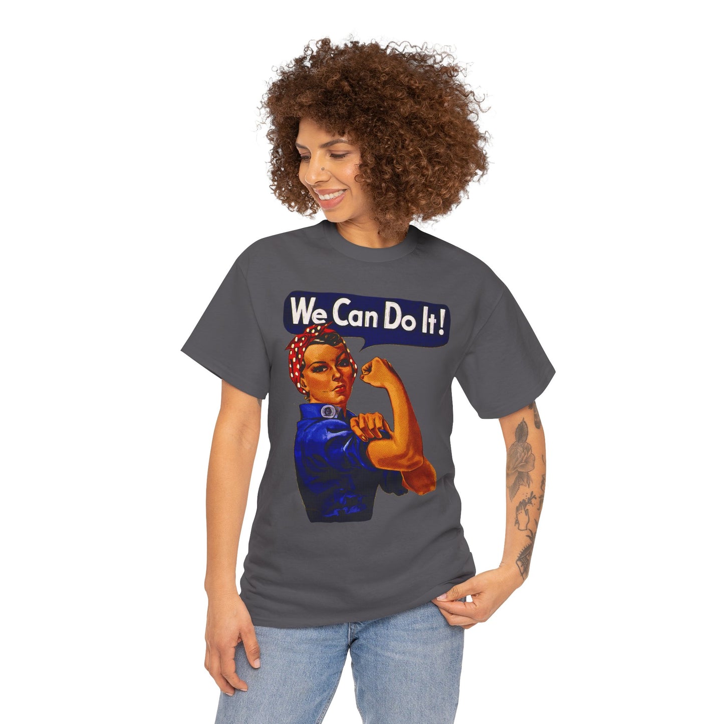 Empowerment Pop Art | Bold "We Can Do It" T-Shirts, Sweatshirts, Mugs & Wall Art for Inspiration - Empowering Unisex Heavy Cotton Tee - We Can Do It! Statement Shirt, Feminist Apparel, Gift for Her, Motivational Tee, Casual Wear