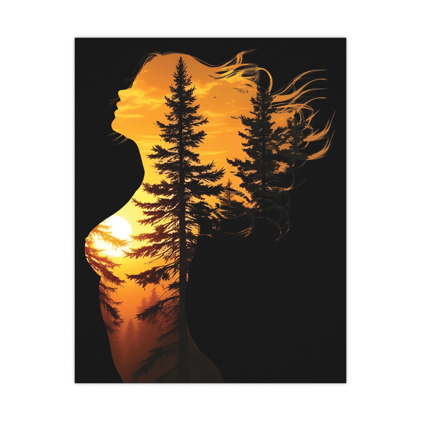 Forest Queen – Embrace the Wild Elegance #ForestQueen #ArtPrint #DoubleExposure #NatureArt #HomeDecor Matte Poster, Bohemian Wall Art, Home Decor, Inspirational Art, Gifts for Nature Lovers, Bedroom Decoration