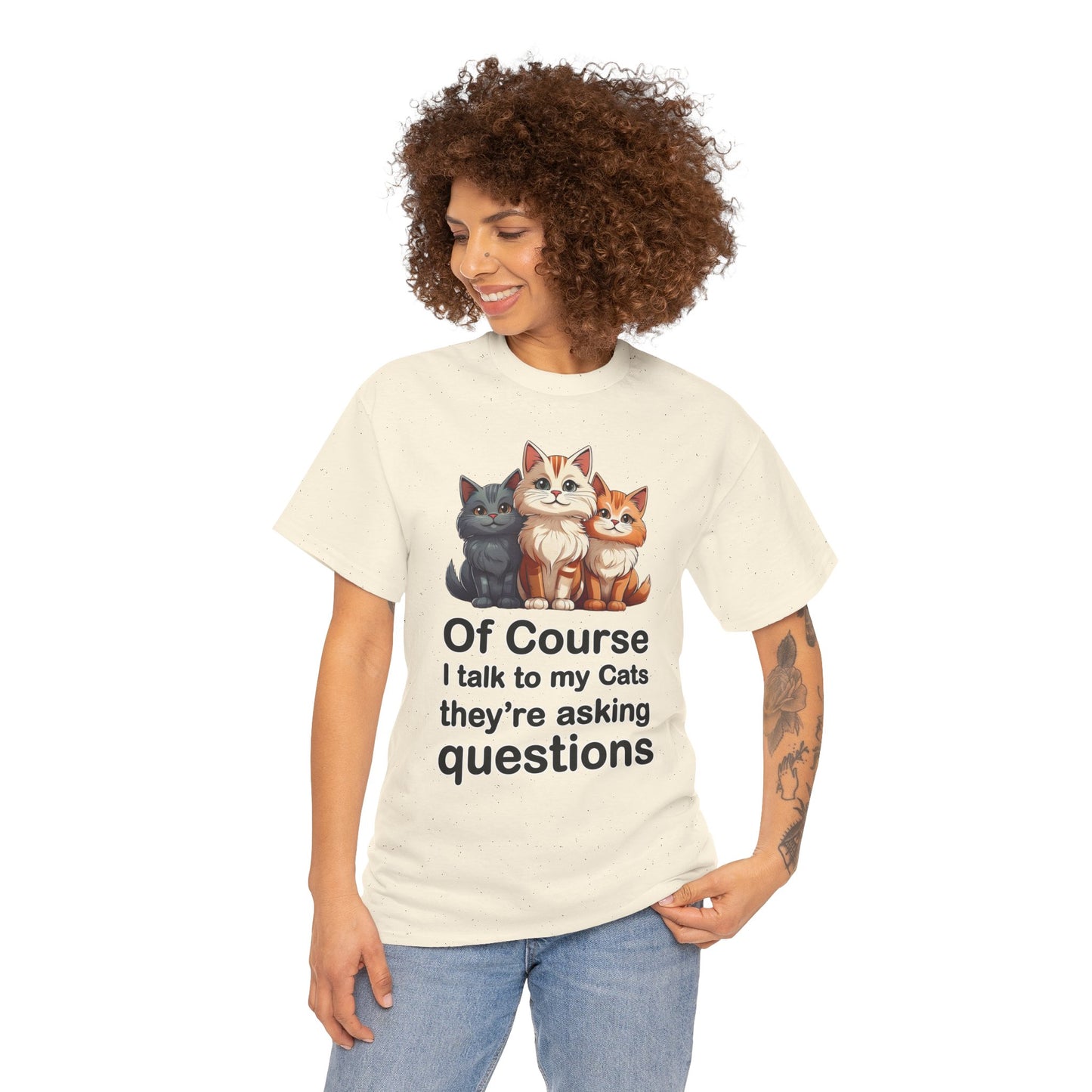 Of Course I Talk to My Cats – They’re the Real MVPs 🐾💬 - Funny Cat Lovers Unisex Heavy Cotton Tee - Perfect for Gifts, Pet Owners, Birthdays, Cat Appreciation Day, or Casual Wear