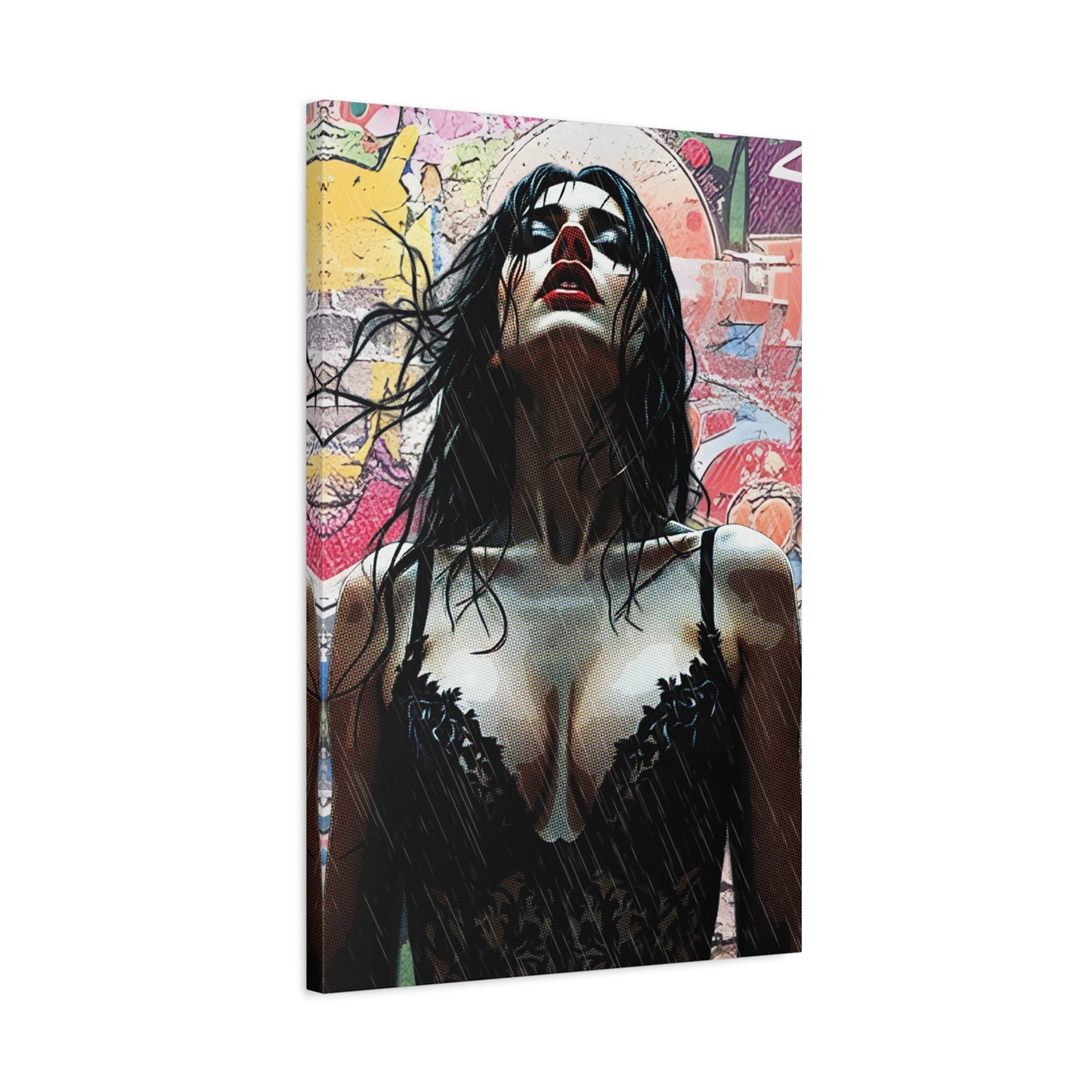 Rise Through the Storm: A Bold Expression of Strength, Passion, and Resilience in the Rain - Stretched Canvas Art Print, Wall Decor, Home Decor, Gift for Art Lovers, Modern Artwork, Contemporary Wall Art