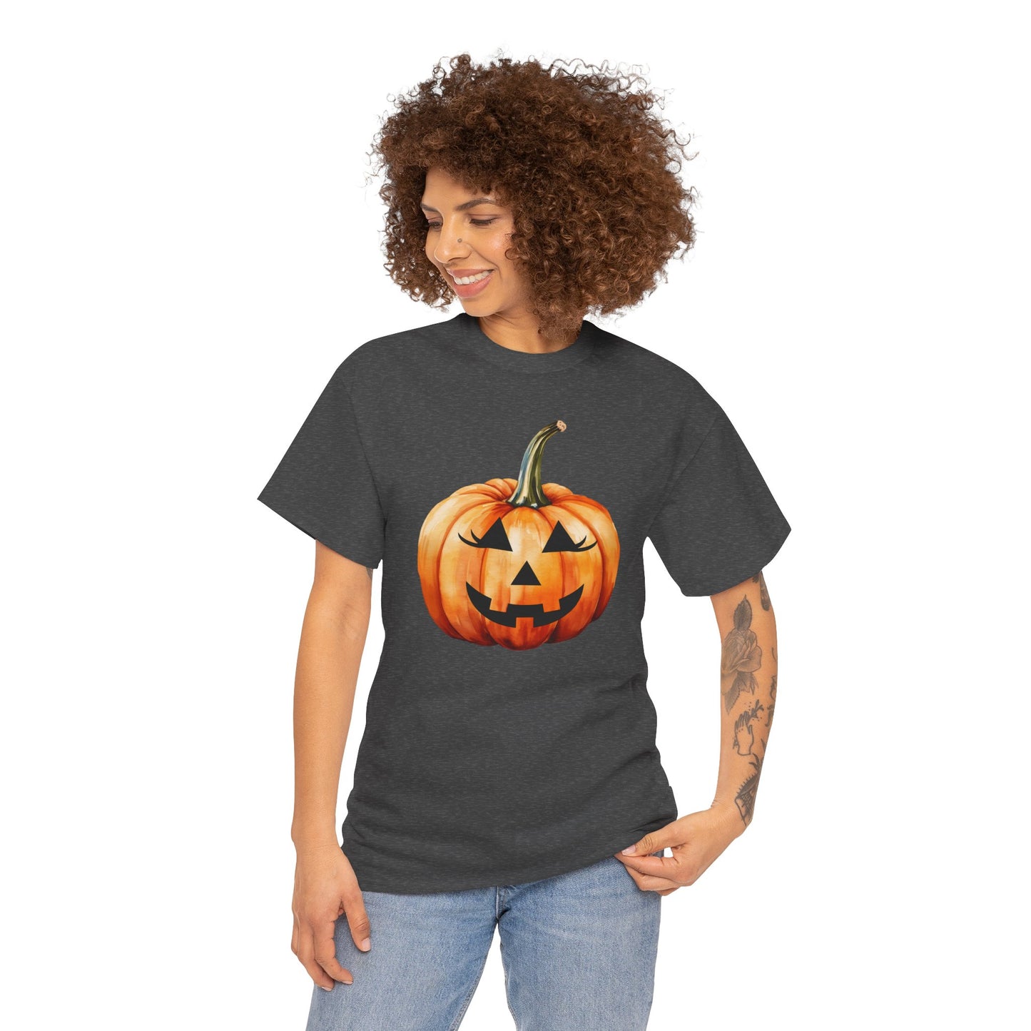 ๐ Embrace Autumn Magic - Pumpkin Bliss Collection for Cozy Season Vibes โจ - Harvest Vibes Pumpkin Cotton Tee | Fall Shirt, Halloween Apparel, Autumn Fashion, Unisex Graphic Tee, Gift for Pumpkin Lovers