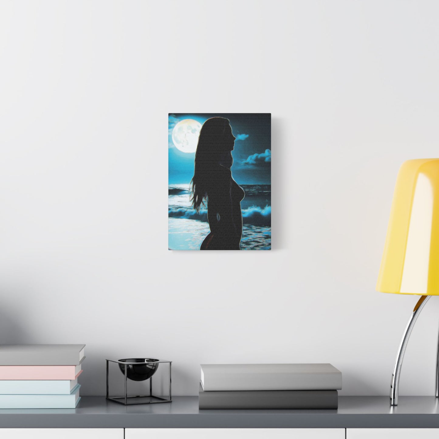 Moonlit Reflections – Serenity, Strength & Ocean Calm in One Magical Moment 🌊🌕 - Stretched Canvas Art Print, Moonlit Ocean Wall Decor, Aesthetic Home Decoration, Unique Artwork for Living Room, Modern Art Gift