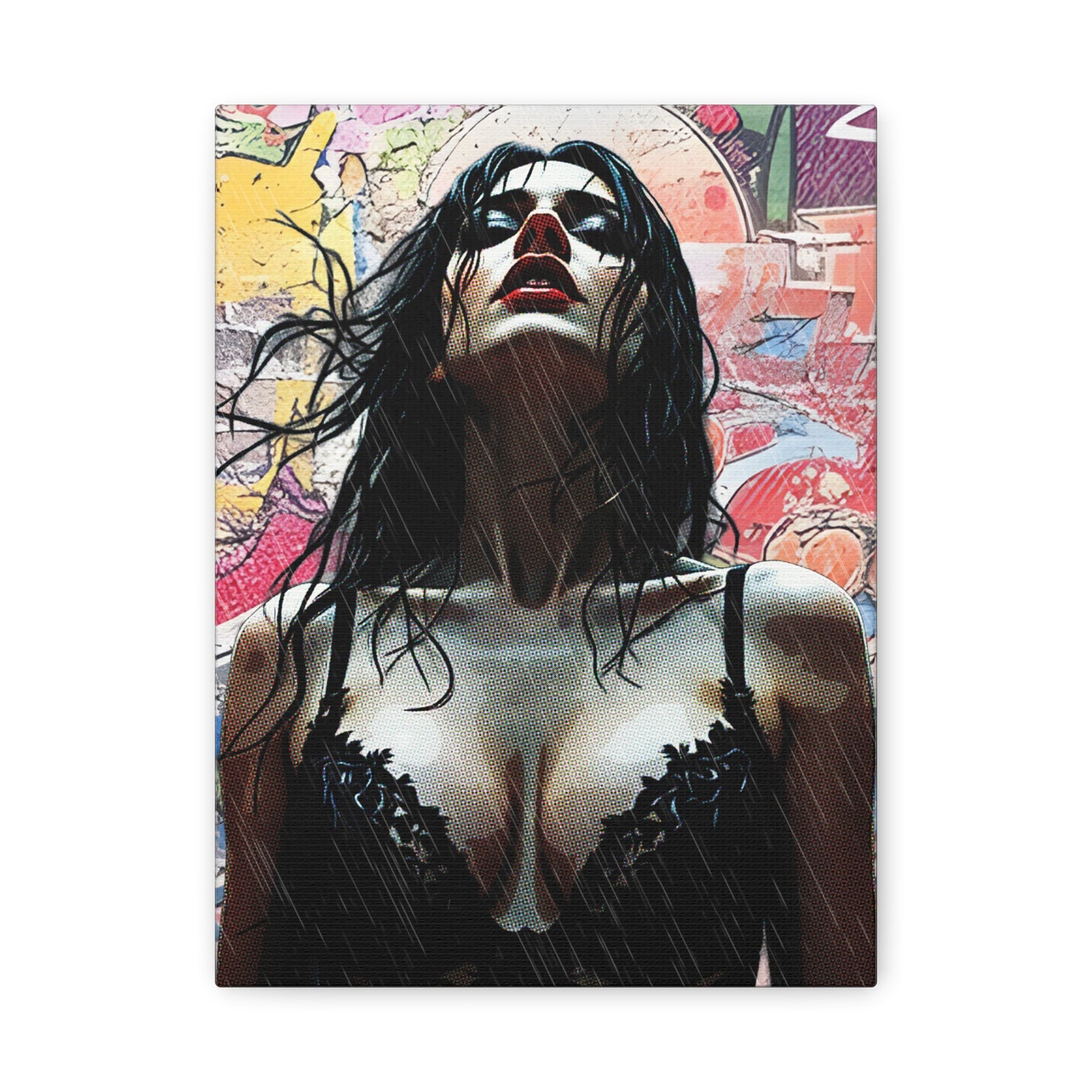 Rise Through the Storm: A Bold Expression of Strength, Passion, and Resilience in the Rain - Stretched Canvas Art Print, Wall Decor, Home Decor, Gift for Art Lovers, Modern Artwork, Contemporary Wall Art