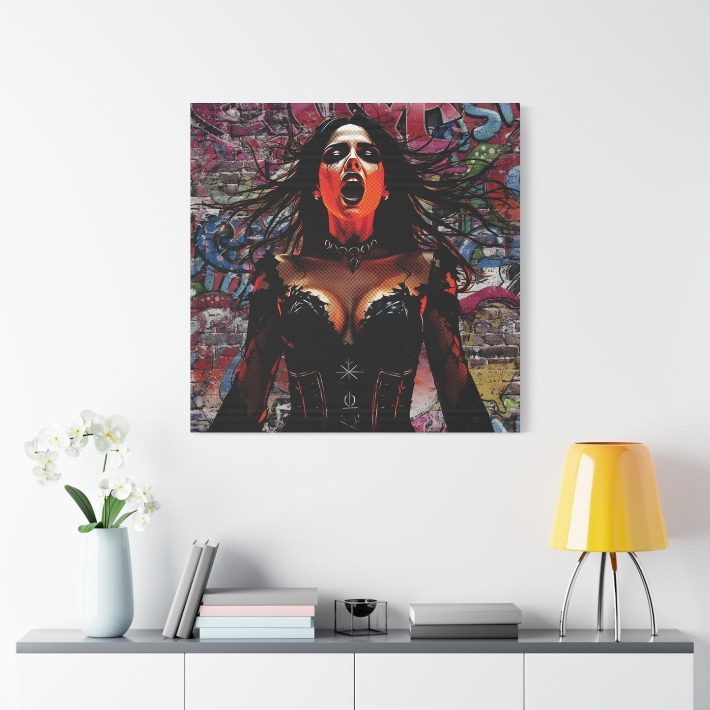 - Gothic Wall Art Canvas, Stretched Canvas Print, Dark Artwork for Home Decor, Unique Gift for Halloween, Stylish Living Room Decor
