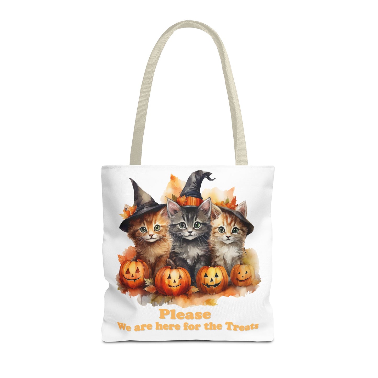 Halloween Cat Tote Bag - "Please We Are Here for the Treats"