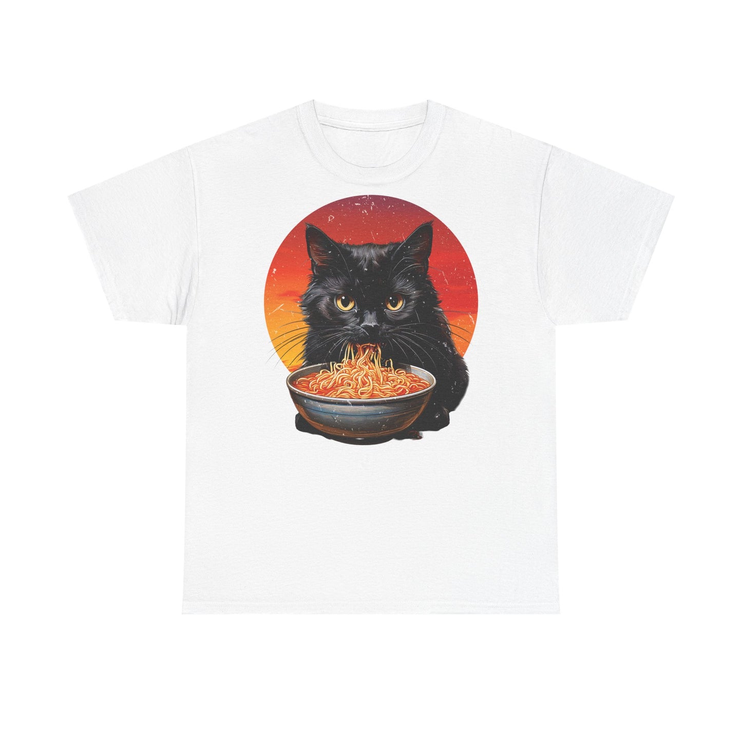 Ramen Cat - Cute Cat with Bowl of Noodles Unisex Heavy Cotton Tee