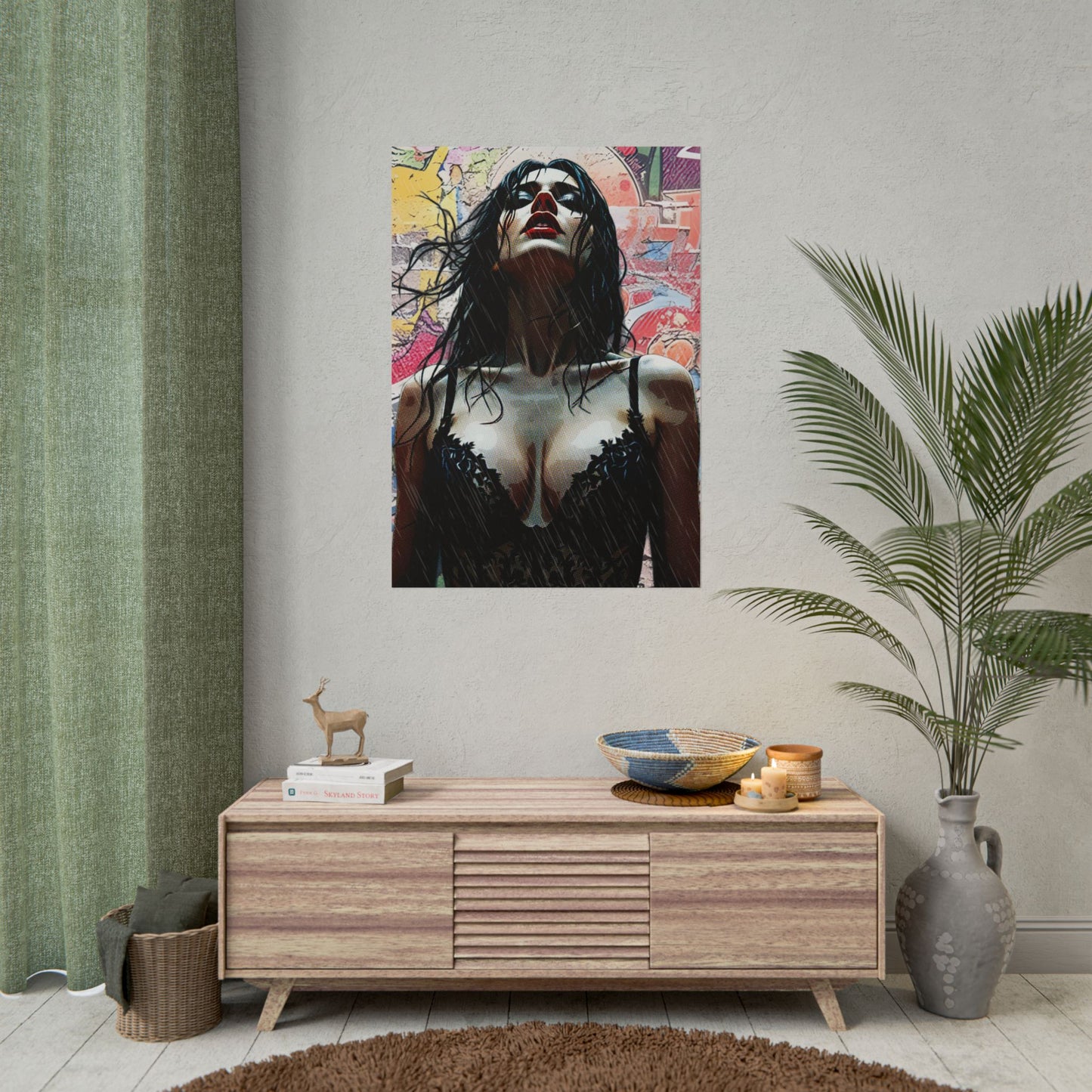 Rise Through the Storm: A Bold Expression of Strength, Passion, and Resilience in the Rain - Bold Art Rolled Posters, Wall Decor, Unique Gift, Home Aesthetic, Modern Art Print, Gallery Wall, Bedroom Decor