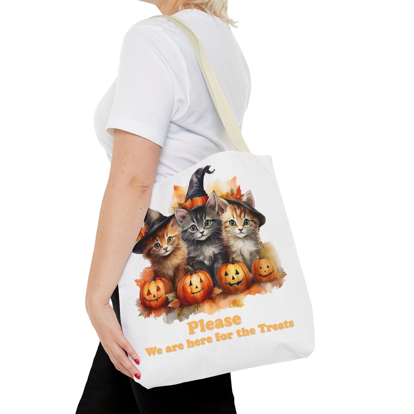 Halloween Cat Tote Bag - "Please We Are Here for the Treats"