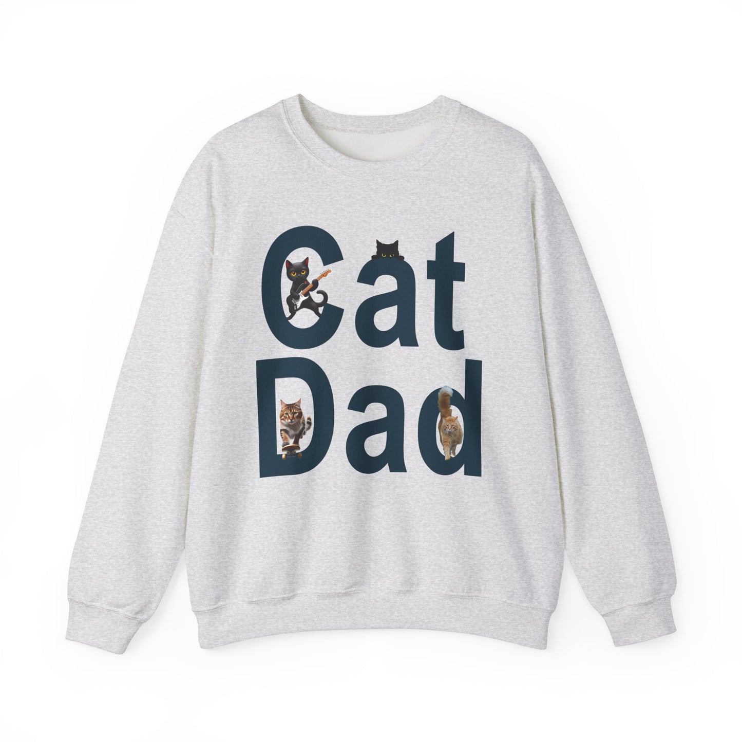 Cat Lovers Sweatshirt - Cat Dad Life: Purrfection in Progress ๐พ- Unisex Heavy Blend Crewneck