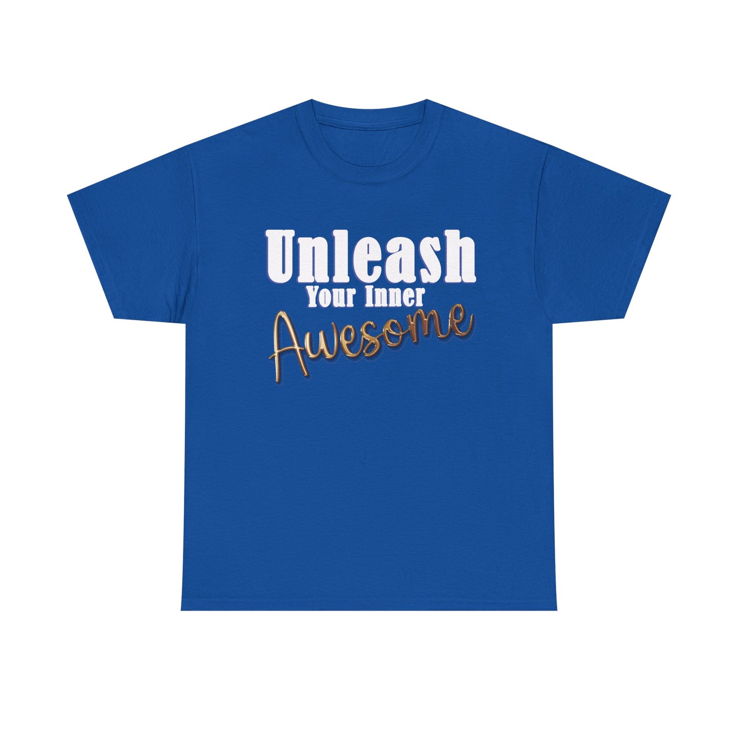 Unisex Heavy Cotton Tee - 'Unleash Your Inner Awesome' Inspirational Shirt